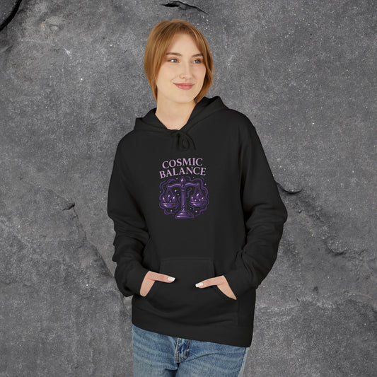 Cosmic Balance Fleece Hoodie - Cozy Pullover for Astrology Lovers, Unisex Gift, Spiritual Wardrobe, Trendy Streetwear, Any Occasion - LustreCo