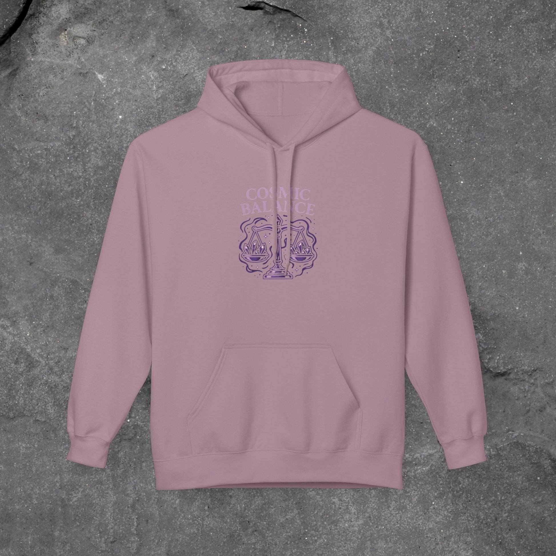 Cosmic Balance Fleece Hoodie - Cozy Pullover for Astrology Lovers, Unisex Gift, Spiritual Wardrobe, Trendy Streetwear, Any Occasion - LustreCo