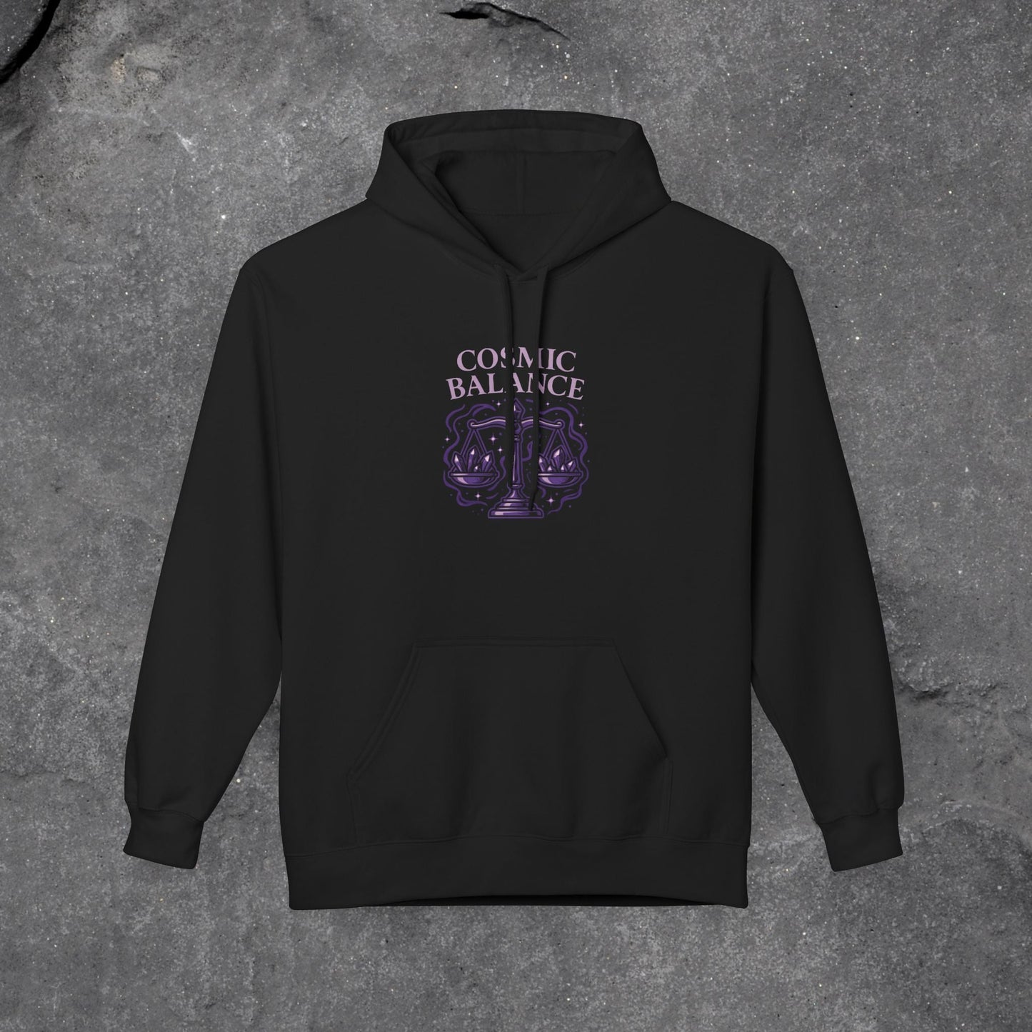 Cosmic Balance Fleece Hoodie - Cozy Pullover for Astrology Lovers, Unisex Gift, Spiritual Wardrobe, Trendy Streetwear, Any Occasion - LustreCo
