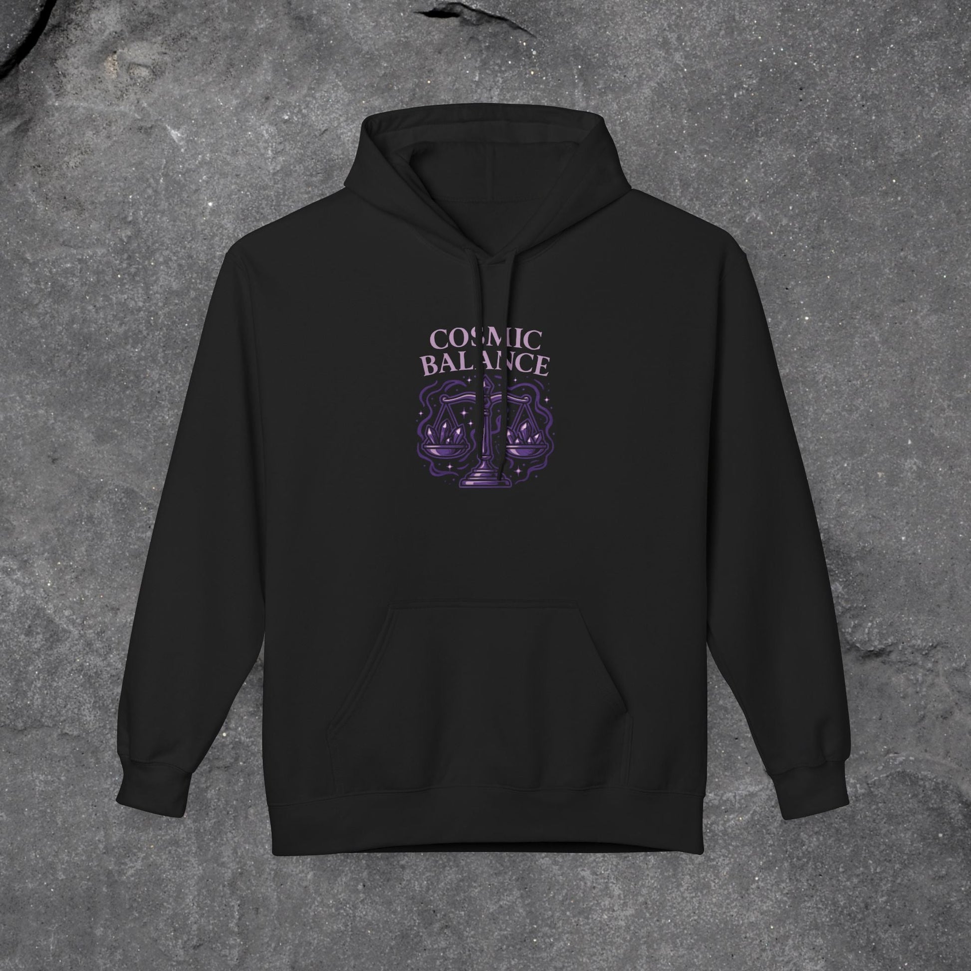 Cosmic Balance Fleece Hoodie - Cozy Pullover for Astrology Lovers, Unisex Gift, Spiritual Wardrobe, Trendy Streetwear, Any Occasion - LustreCo