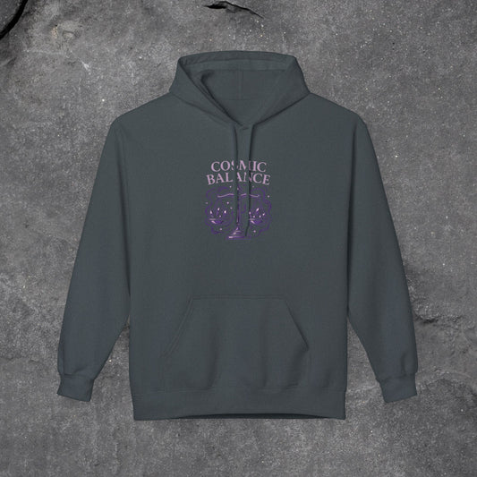 Cosmic Balance Fleece Hoodie - Cozy Pullover for Astrology Lovers, Unisex Gift, Spiritual Wardrobe, Trendy Streetwear, Any Occasion - LustreCo