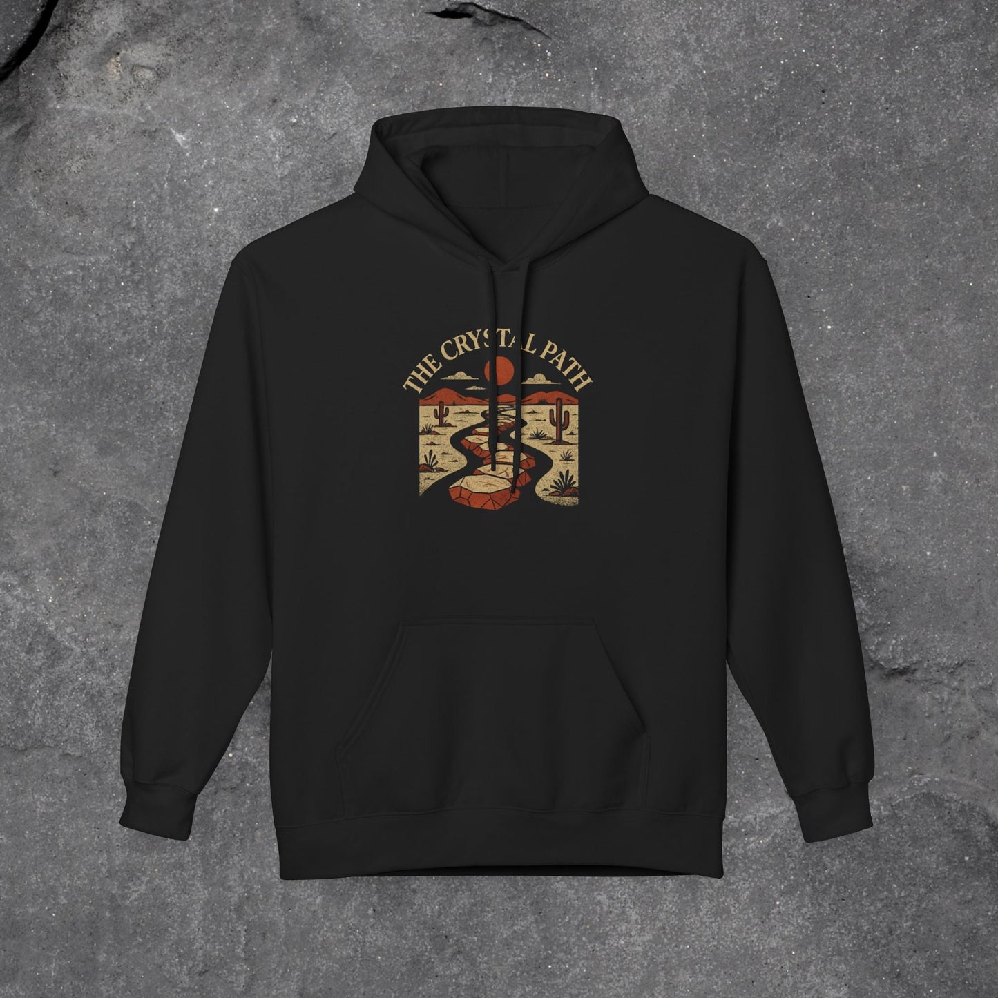 Crystal Path Fleece Hoodie, Cozy Sweatshirt, Gift for Mindfulness, Spiritual Apparel, Unisex Hoodie, Relaxation Wear