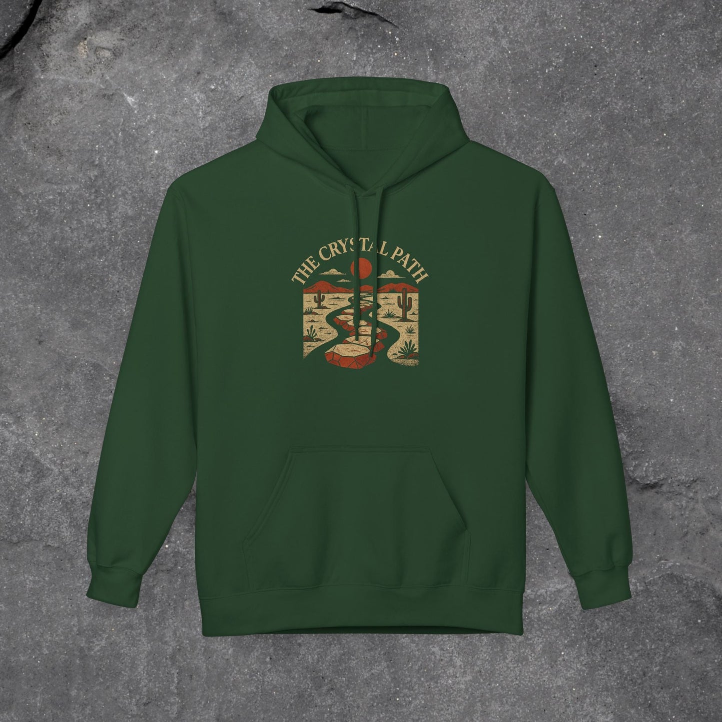 Crystal Path Fleece Hoodie, Cozy Sweatshirt, Gift for Mindfulness, Spiritual Apparel, Unisex Hoodie, Relaxation Wear