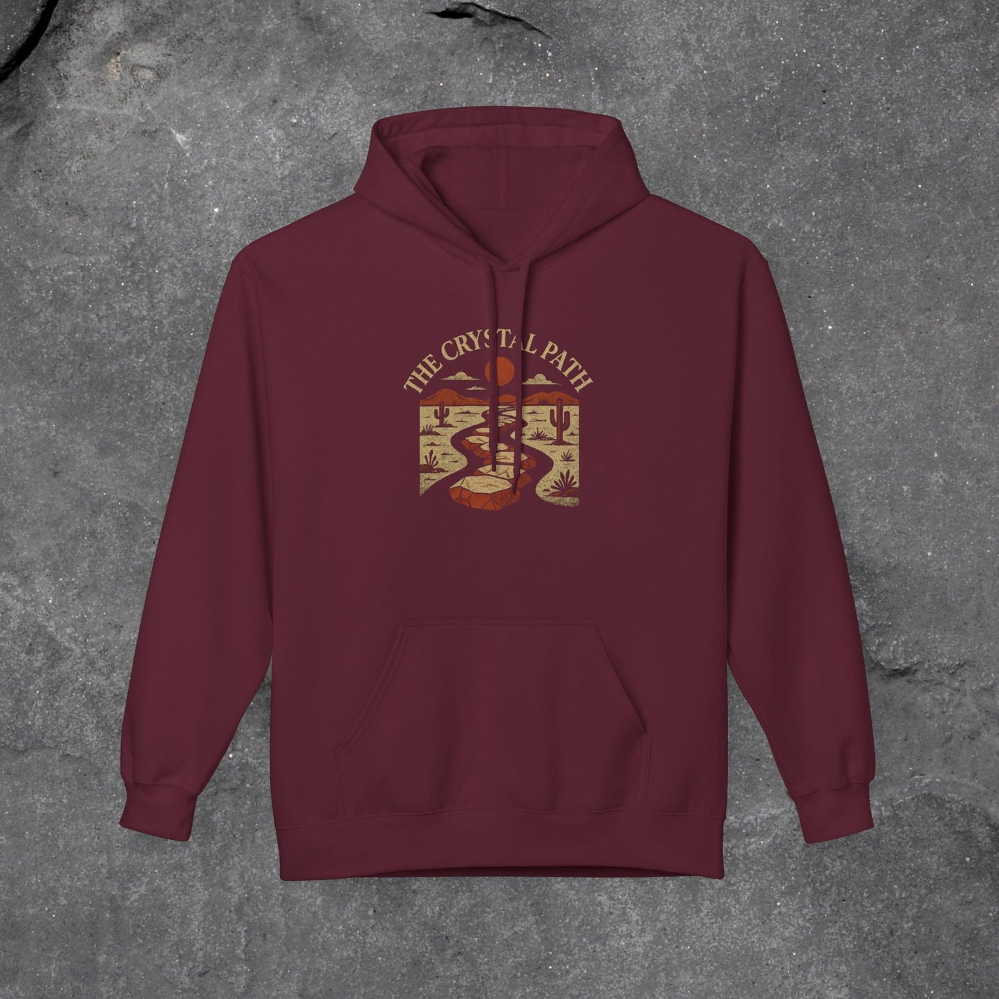Crystal Path Fleece Hoodie, Cozy Sweatshirt, Gift for Mindfulness, Spiritual Apparel, Unisex Hoodie, Relaxation Wear