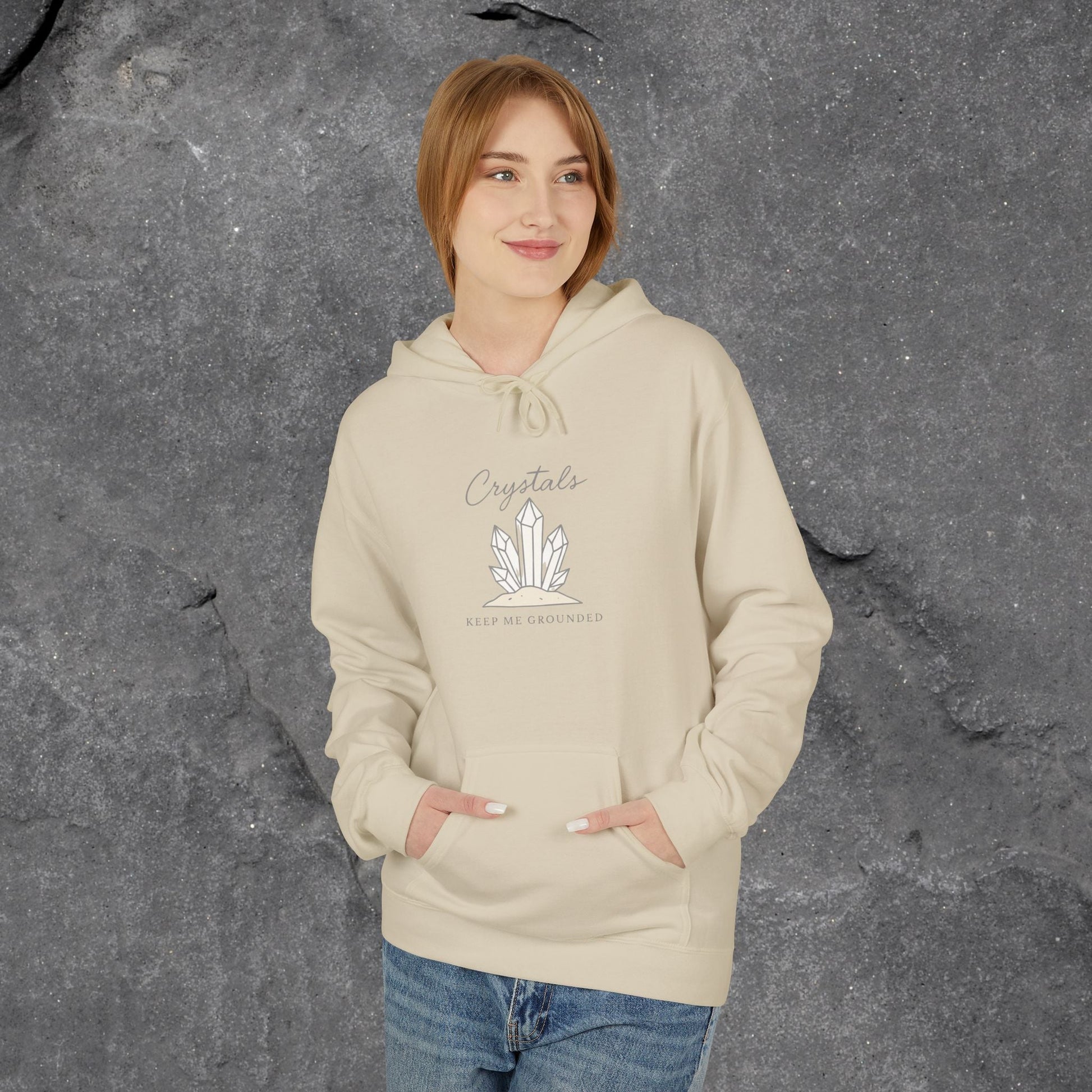 Crystal Vibes Fleece Hoodie - Perfect for Spiritual Seekers & Crystal Lovers - LustreCo