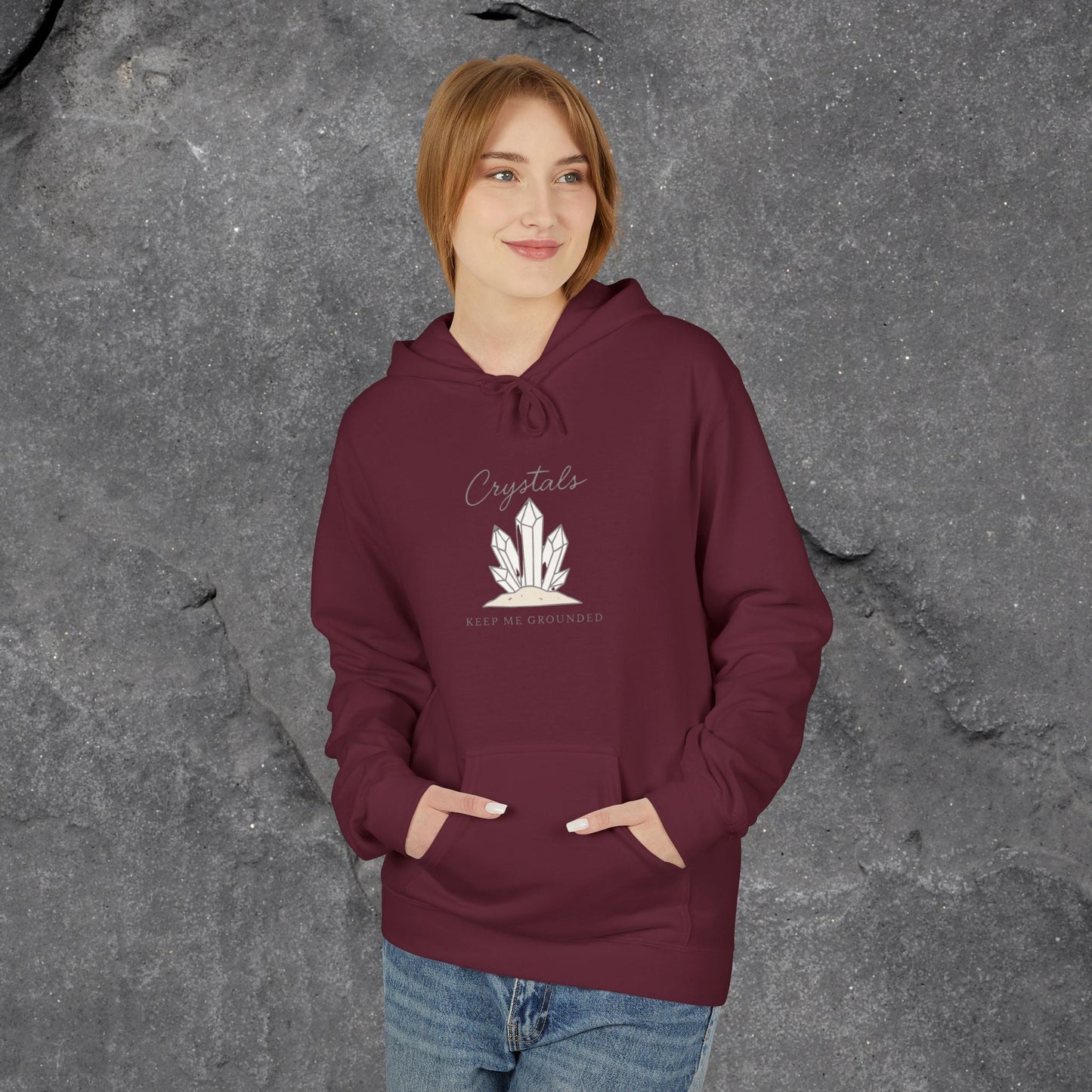 Crystal Vibes Fleece Hoodie - Perfect for Spiritual Seekers & Crystal Lovers - LustreCo