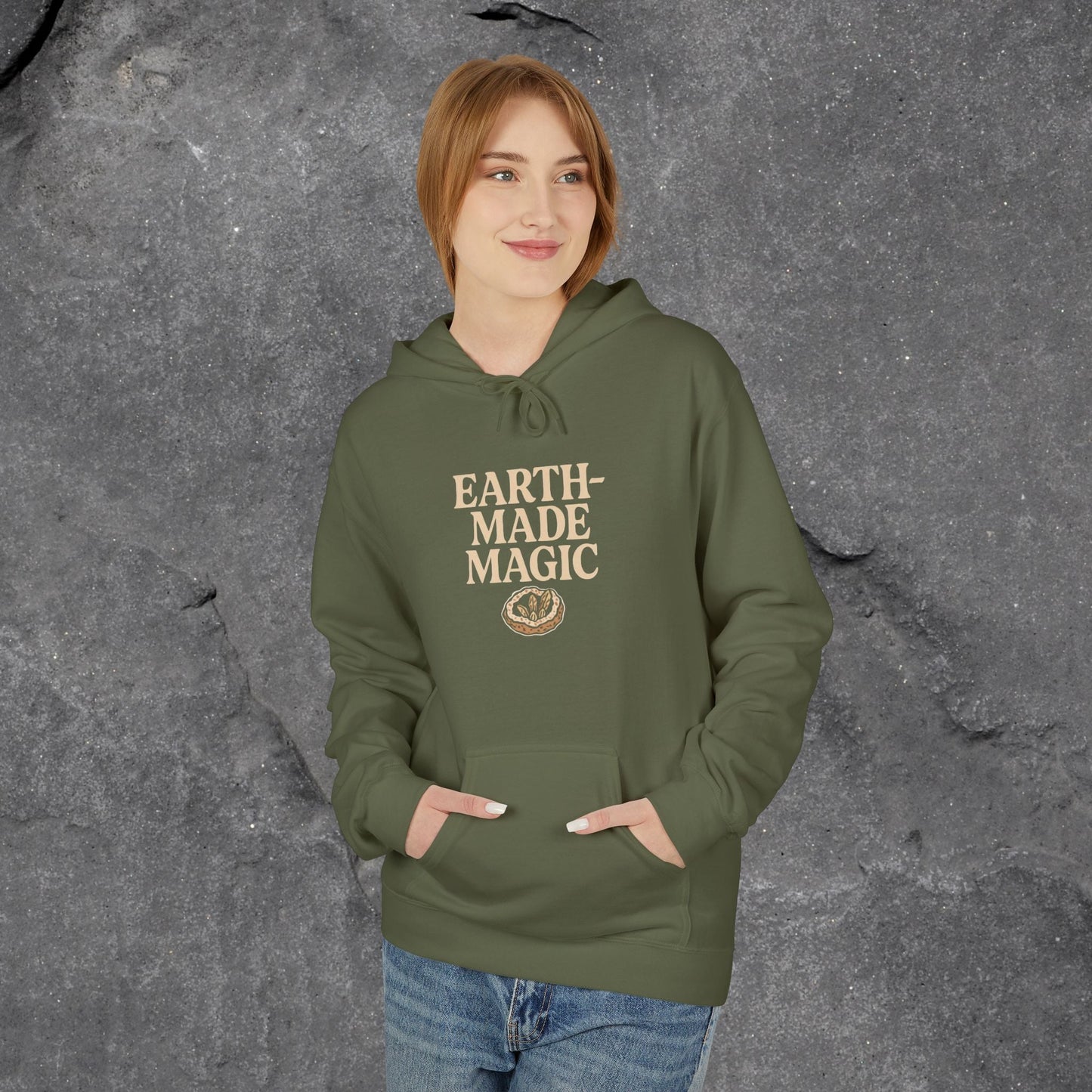 Earth - Made Magic Fleece Hoodie | Cozy Nature - Inspired Sweatshirt | Perfect for Outdoor Lovers, Gifts for Earth Day, Magical Moments - LustreCo