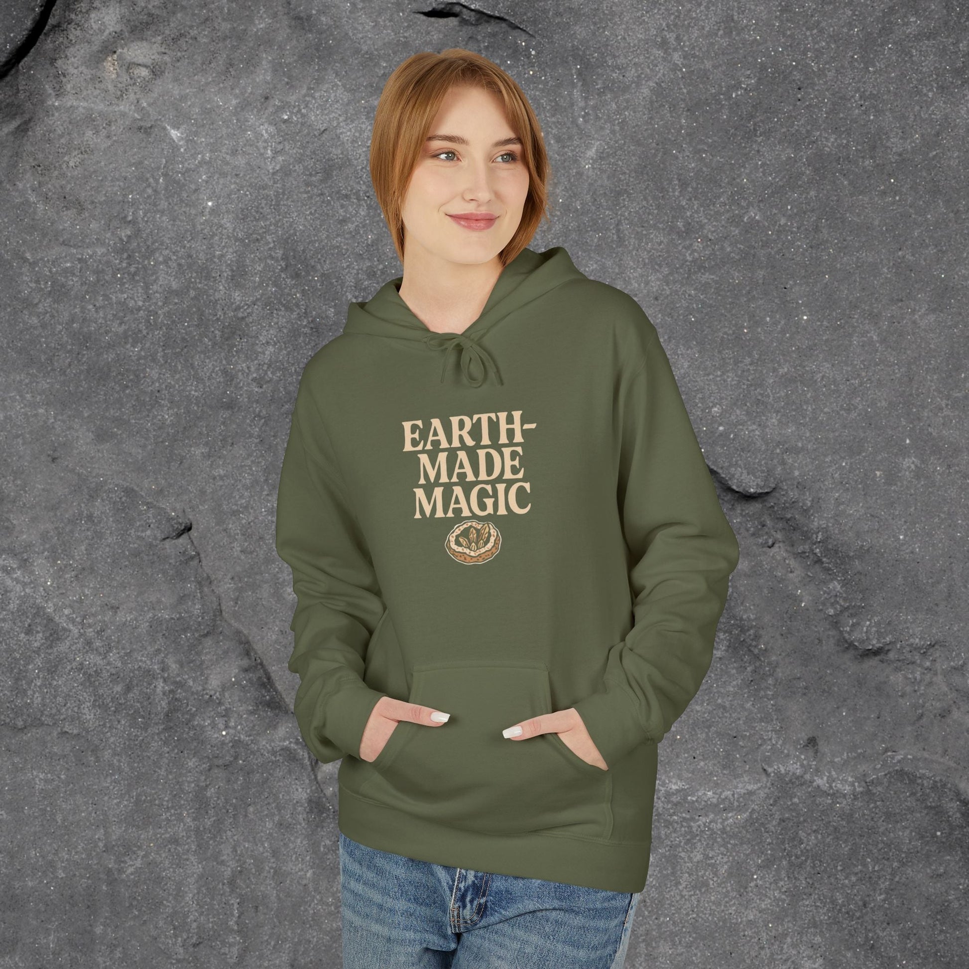 Earth - Made Magic Fleece Hoodie | Cozy Nature - Inspired Sweatshirt | Perfect for Outdoor Lovers, Gifts for Earth Day, Magical Moments - LustreCo