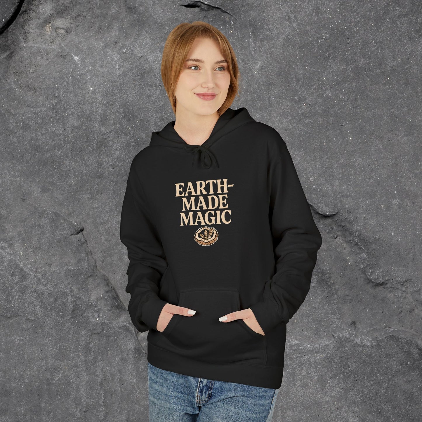 Earth - Made Magic Fleece Hoodie | Cozy Nature - Inspired Sweatshirt | Perfect for Outdoor Lovers, Gifts for Earth Day, Magical Moments - LustreCo