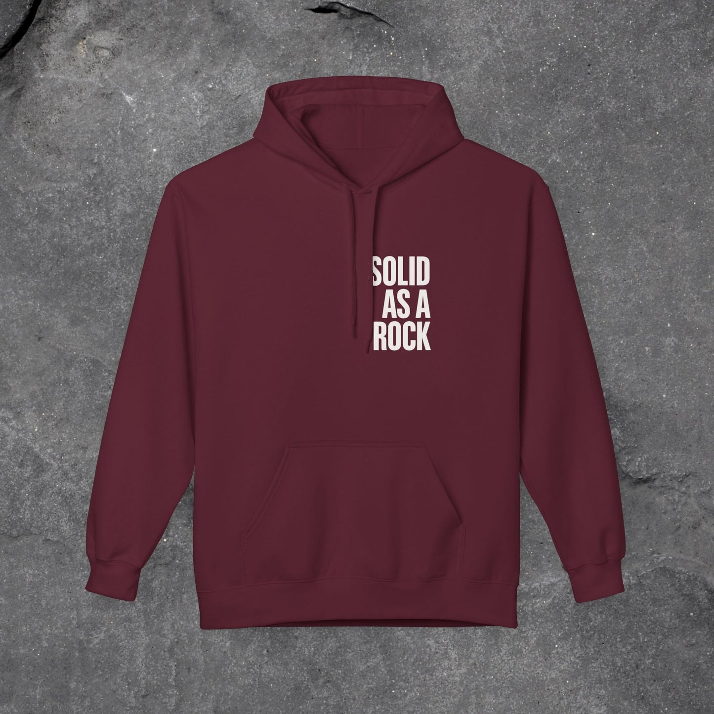 Solid as a Rock Hoodie - Unisex Midweight Fleece, Cozy Sweatshirt, Gift for Him/Her, Casual Wear, Warm Layer - LustreCo