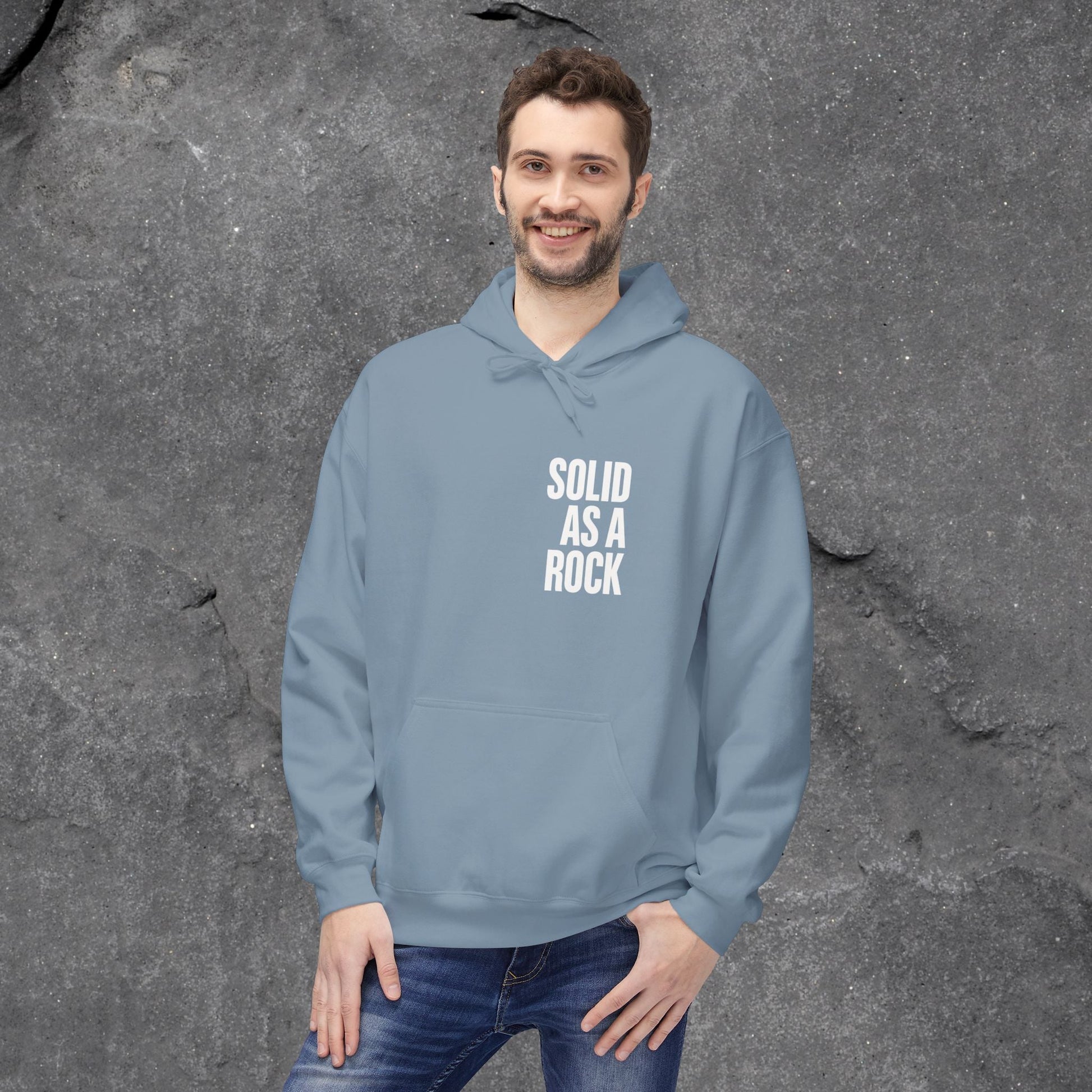 Solid as a Rock Hoodie - Unisex Midweight Fleece, Cozy Sweatshirt, Gift for Him/Her, Casual Wear, Warm Layer - LustreCo
