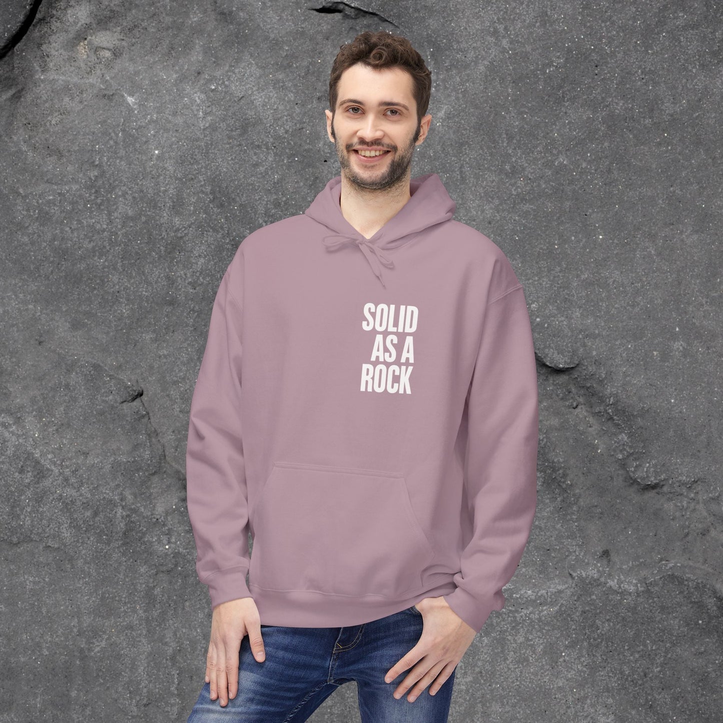 Solid as a Rock Hoodie - Unisex Midweight Fleece, Cozy Sweatshirt, Gift for Him/Her, Casual Wear, Warm Layer - LustreCo
