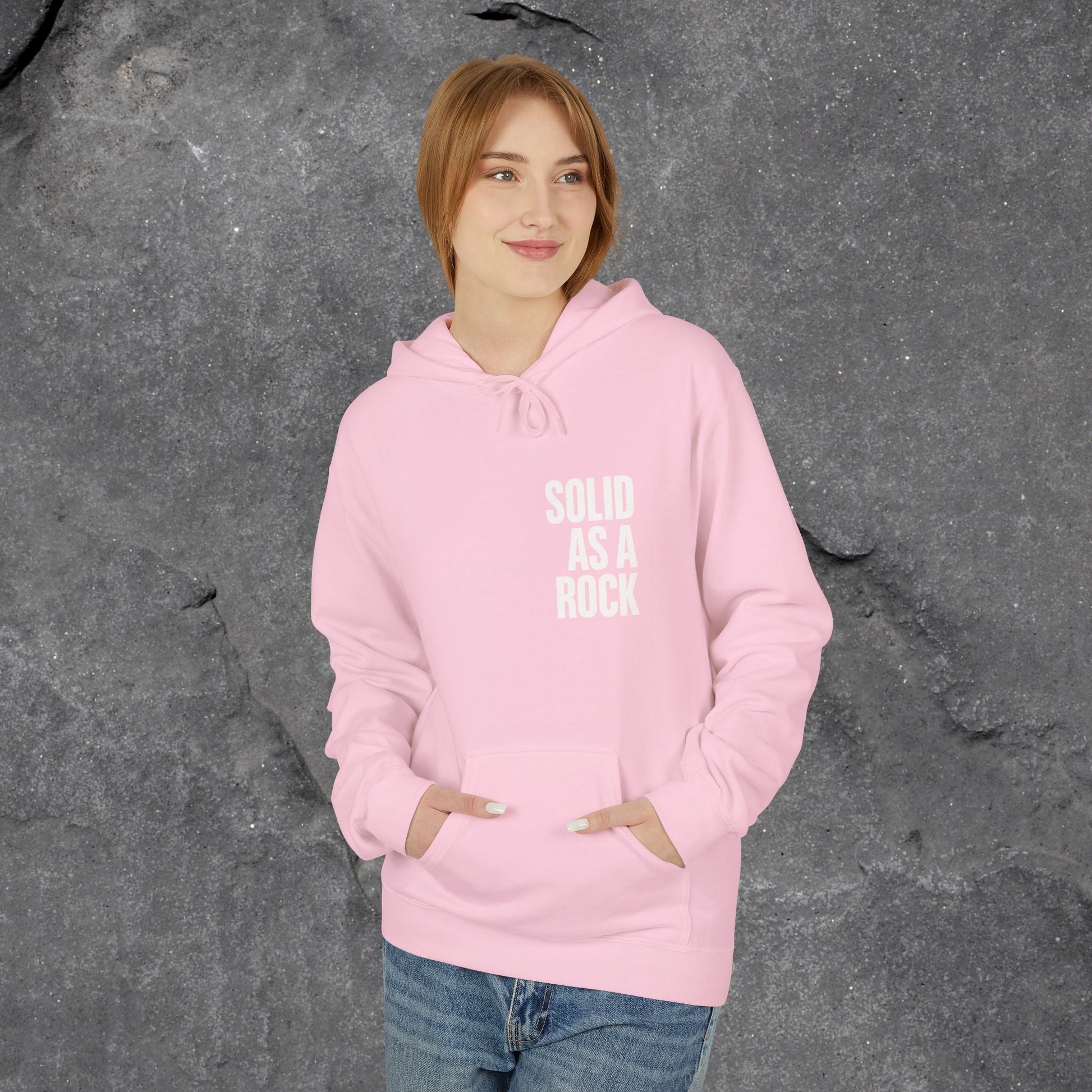 Solid as a Rock Hoodie - Unisex Midweight Fleece, Cozy Sweatshirt, Gift for Him/Her, Casual Wear, Warm Layer - LustreCo