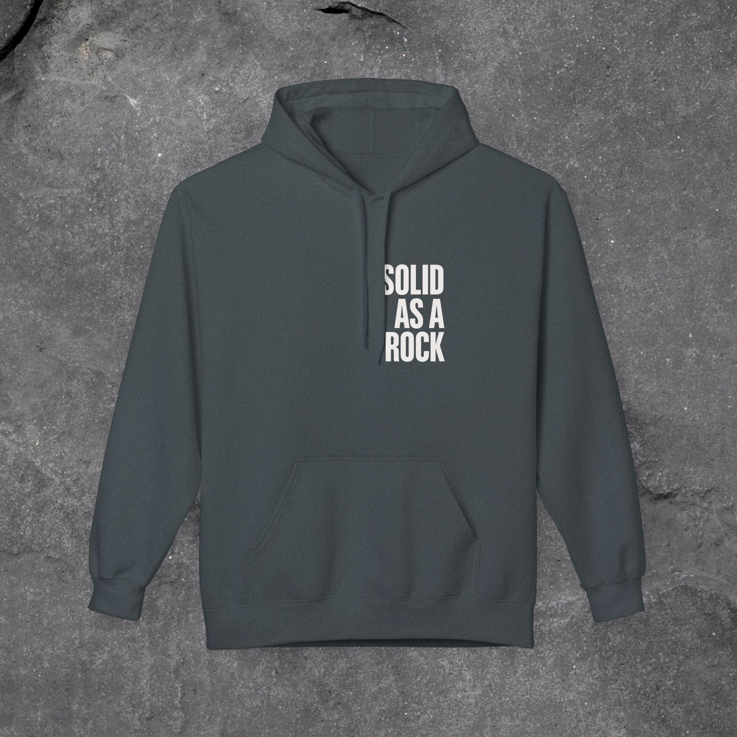 Solid as a Rock Hoodie - Unisex Midweight Fleece, Cozy Sweatshirt, Gift for Him/Her, Casual Wear, Warm Layer - LustreCo