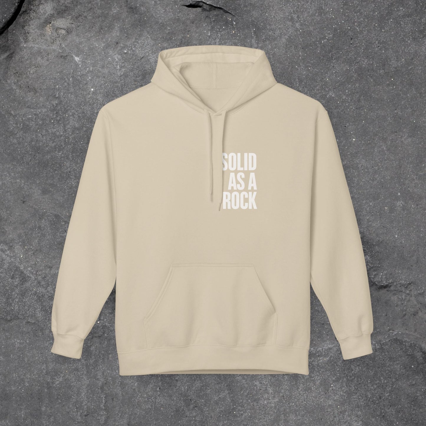 Solid as a Rock Hoodie - Unisex Midweight Fleece, Cozy Sweatshirt, Gift for Him/Her, Casual Wear, Warm Layer - LustreCo
