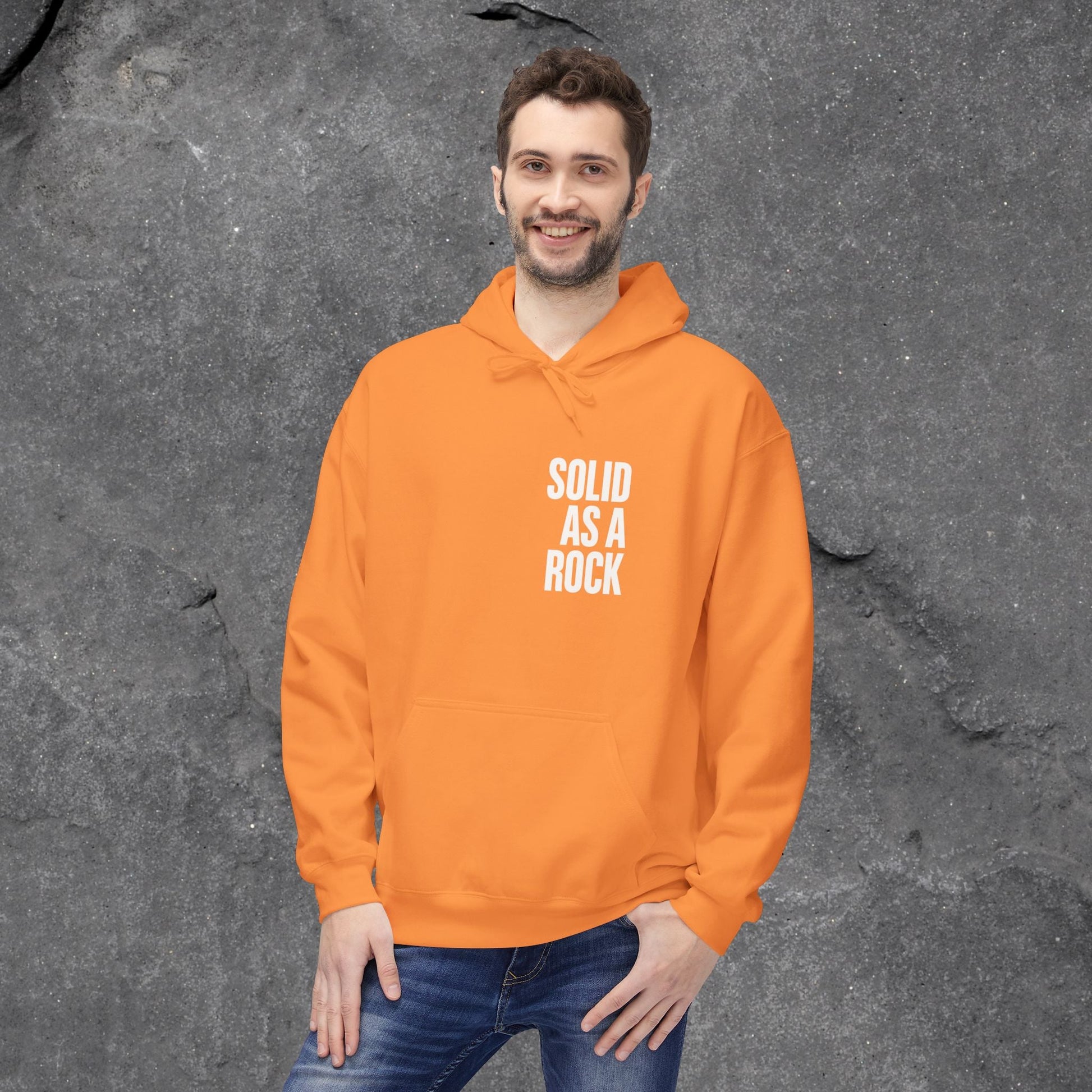 Solid as a Rock Hoodie - Unisex Midweight Fleece, Cozy Sweatshirt, Gift for Him/Her, Casual Wear, Warm Layer - LustreCo