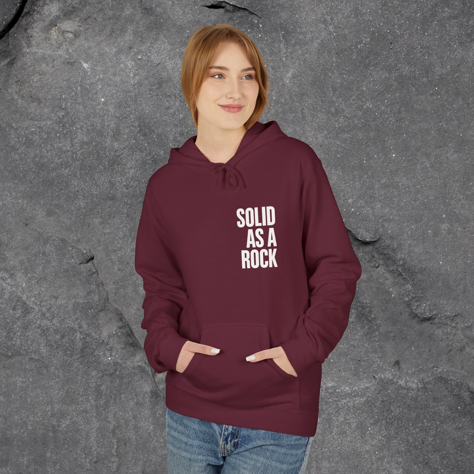 Solid as a Rock Hoodie - Unisex Midweight Fleece, Cozy Sweatshirt, Gift for Him/Her, Casual Wear, Warm Layer - LustreCo
