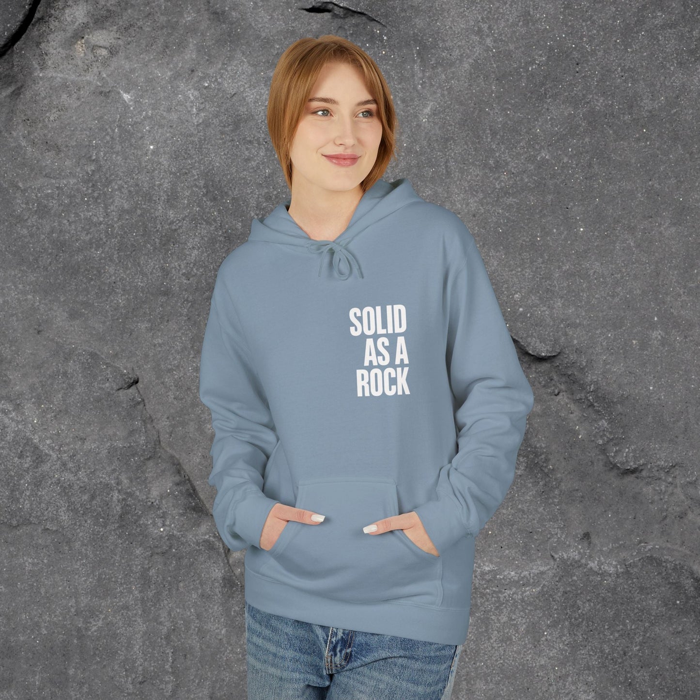 Solid as a Rock Hoodie - Unisex Midweight Fleece, Cozy Sweatshirt, Gift for Him/Her, Casual Wear, Warm Layer - LustreCo