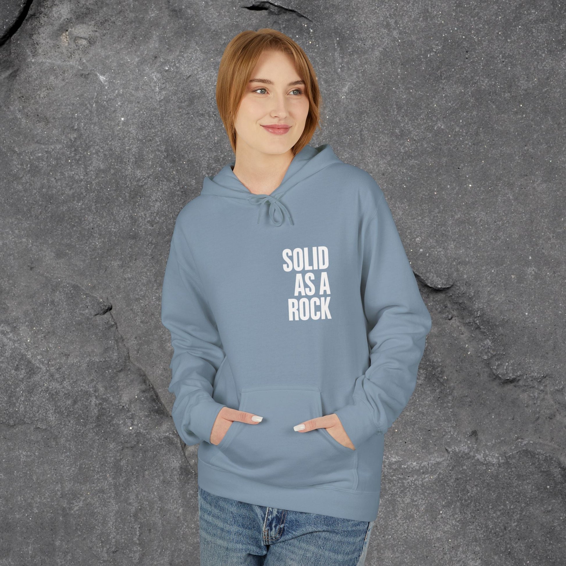 Solid as a Rock Hoodie - Unisex Midweight Fleece, Cozy Sweatshirt, Gift for Him/Her, Casual Wear, Warm Layer - LustreCo