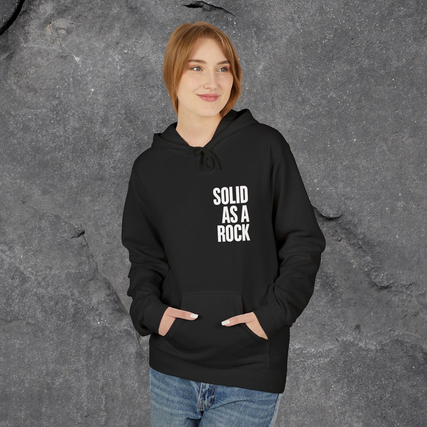 Solid as a Rock Hoodie - Unisex Midweight Fleece, Cozy Sweatshirt, Gift for Him/Her, Casual Wear, Warm Layer - LustreCo