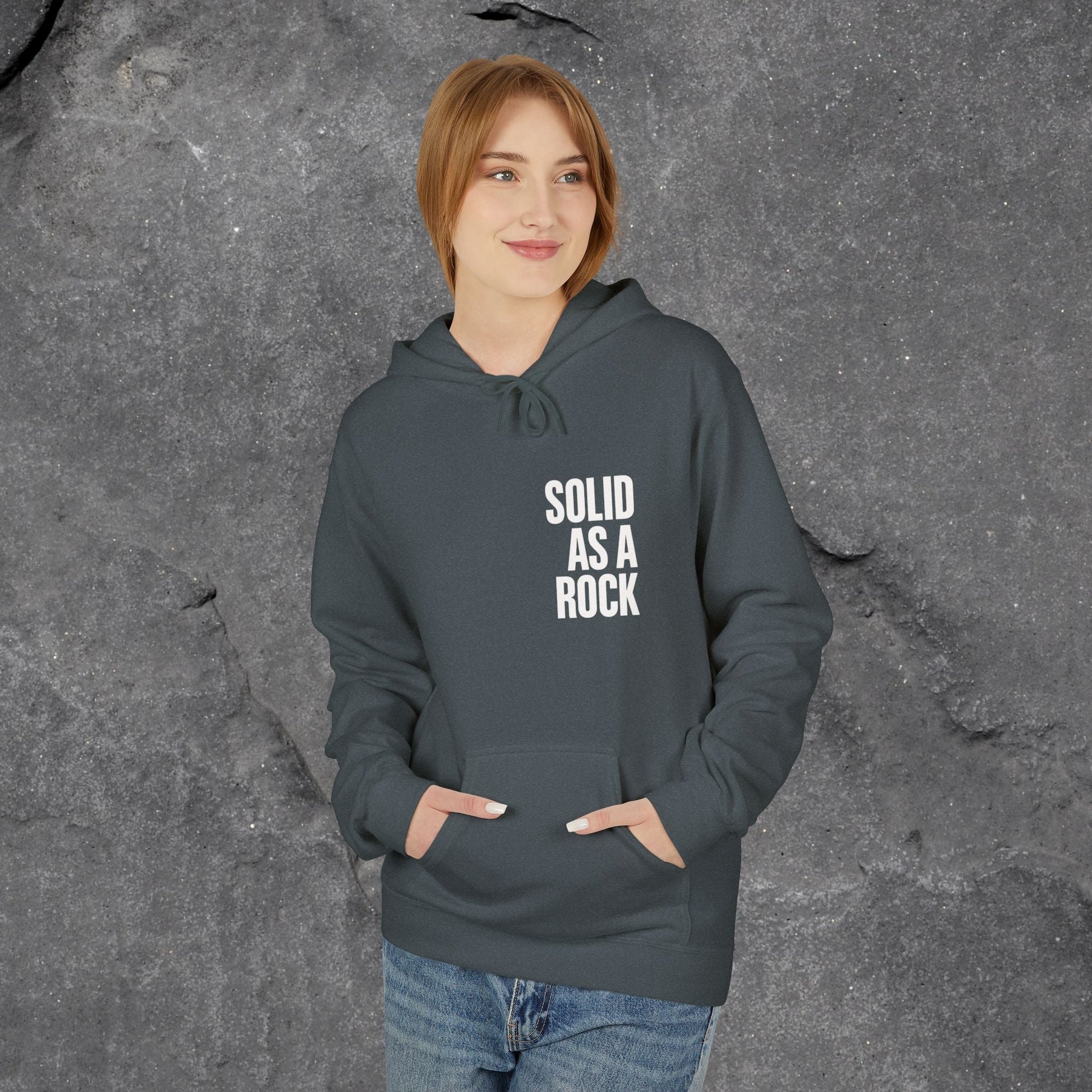 Solid as a Rock Hoodie - Unisex Midweight Fleece, Cozy Sweatshirt, Gift for Him/Her, Casual Wear, Warm Layer - LustreCo
