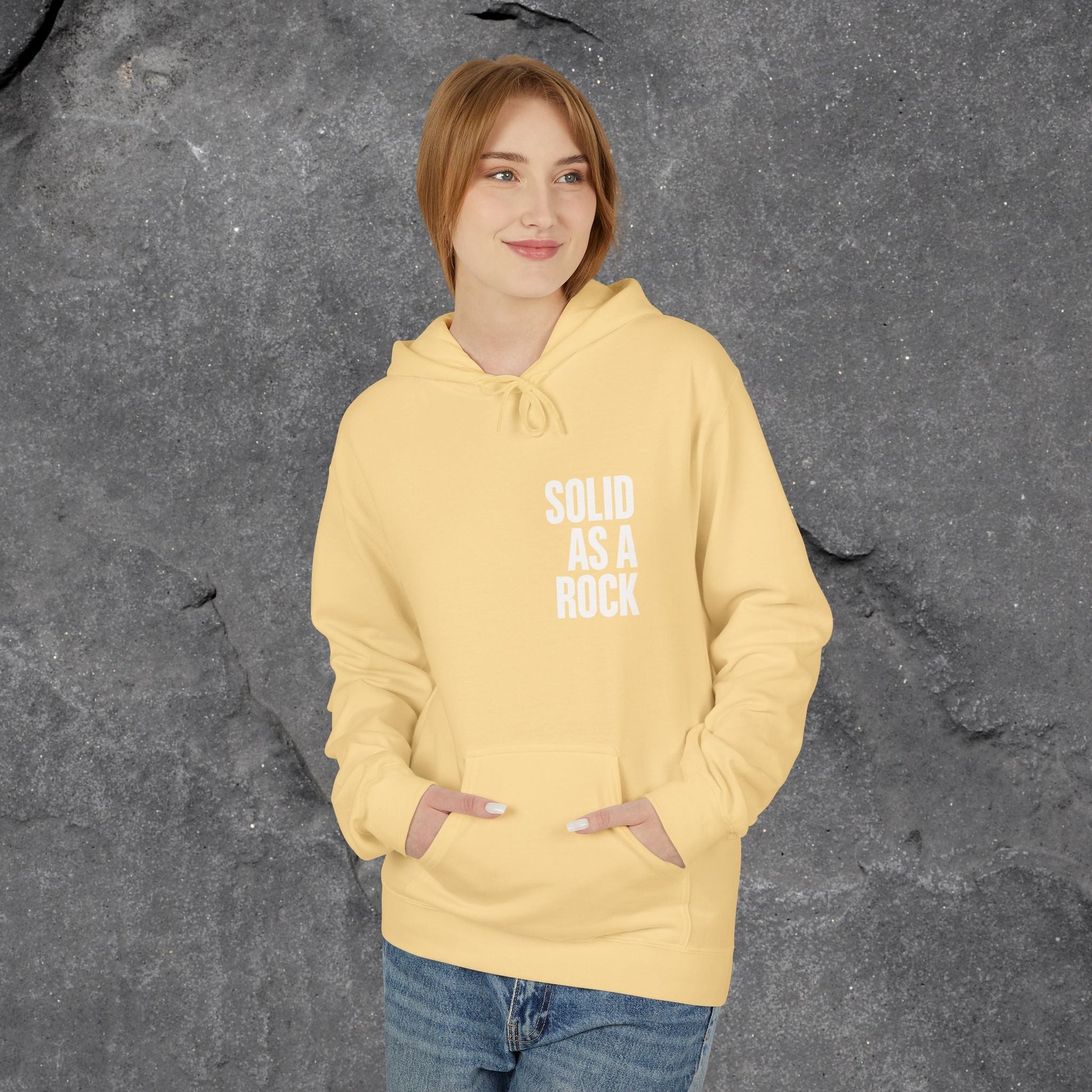 Solid as a Rock Hoodie - Unisex Midweight Fleece, Cozy Sweatshirt, Gift for Him/Her, Casual Wear, Warm Layer - LustreCo