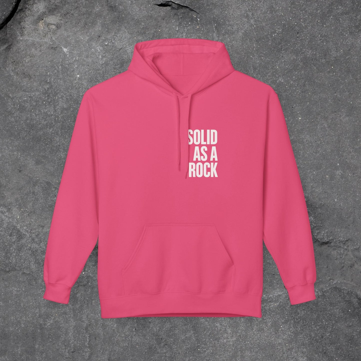 Solid as a Rock Hoodie - Unisex Midweight Fleece, Cozy Sweatshirt, Gift for Him/Her, Casual Wear, Warm Layer - LustreCo
