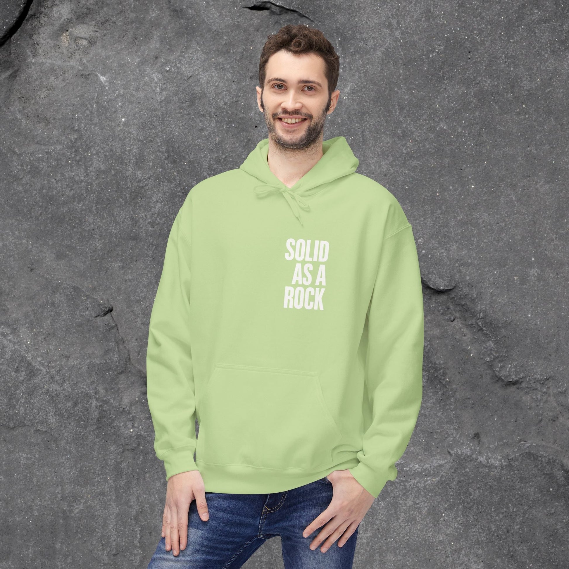 Solid as a Rock Hoodie - Unisex Midweight Fleece, Cozy Sweatshirt, Gift for Him/Her, Casual Wear, Warm Layer - LustreCo