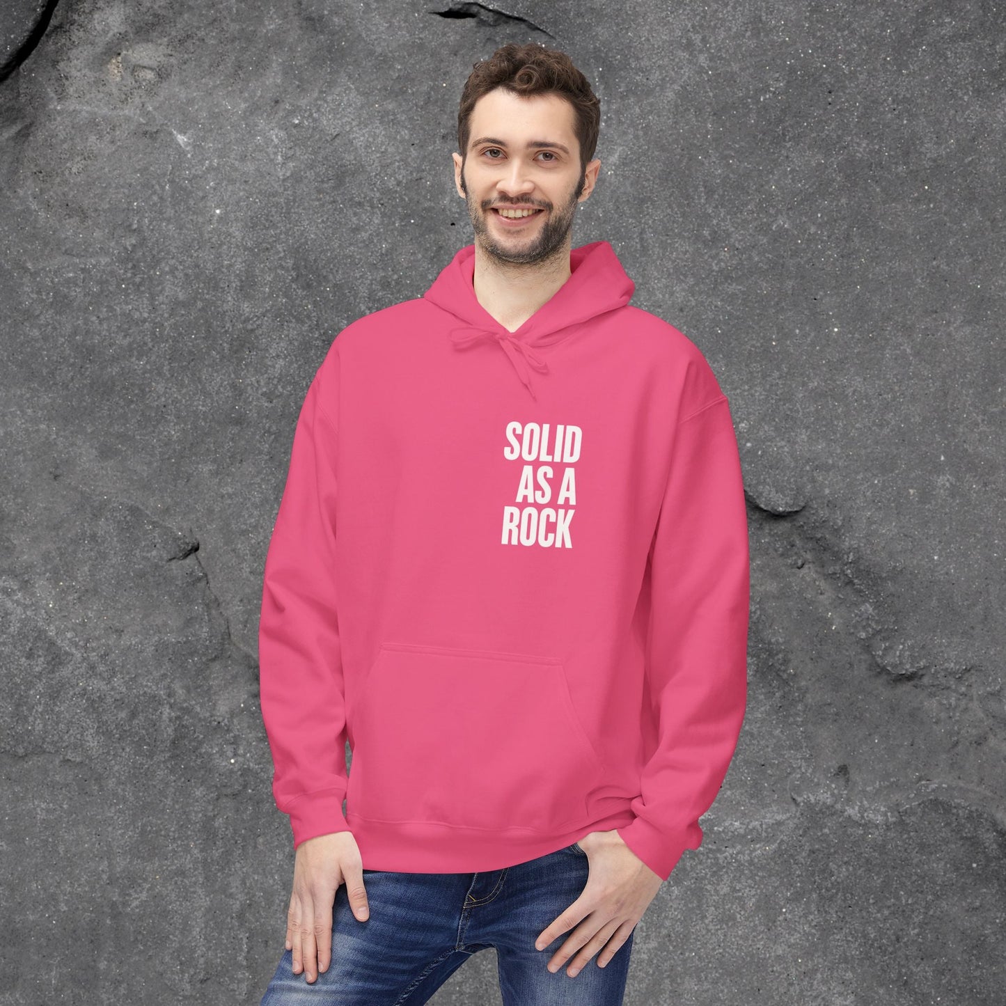 Solid as a Rock Hoodie - Unisex Midweight Fleece, Cozy Sweatshirt, Gift for Him/Her, Casual Wear, Warm Layer - LustreCo
