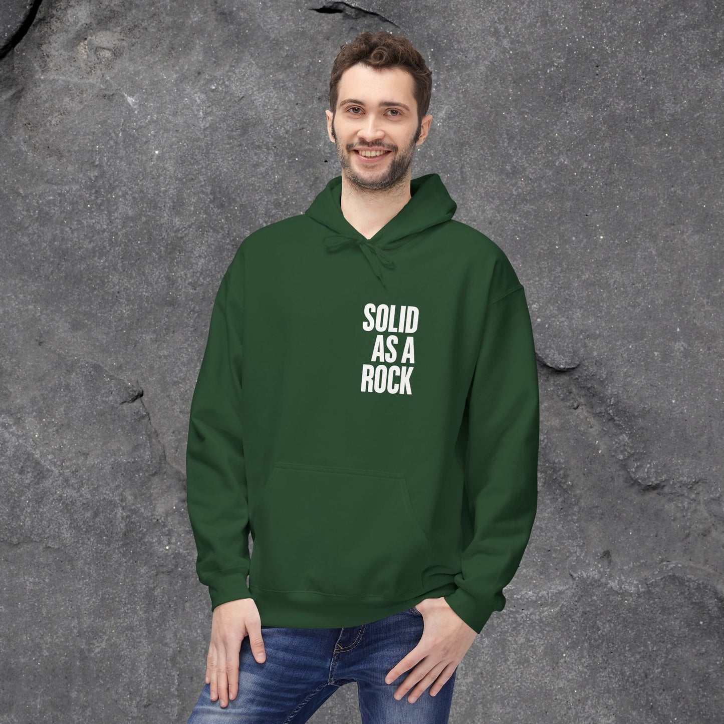 Solid as a Rock Hoodie - Unisex Midweight Fleece, Cozy Sweatshirt, Gift for Him/Her, Casual Wear, Warm Layer - LustreCo