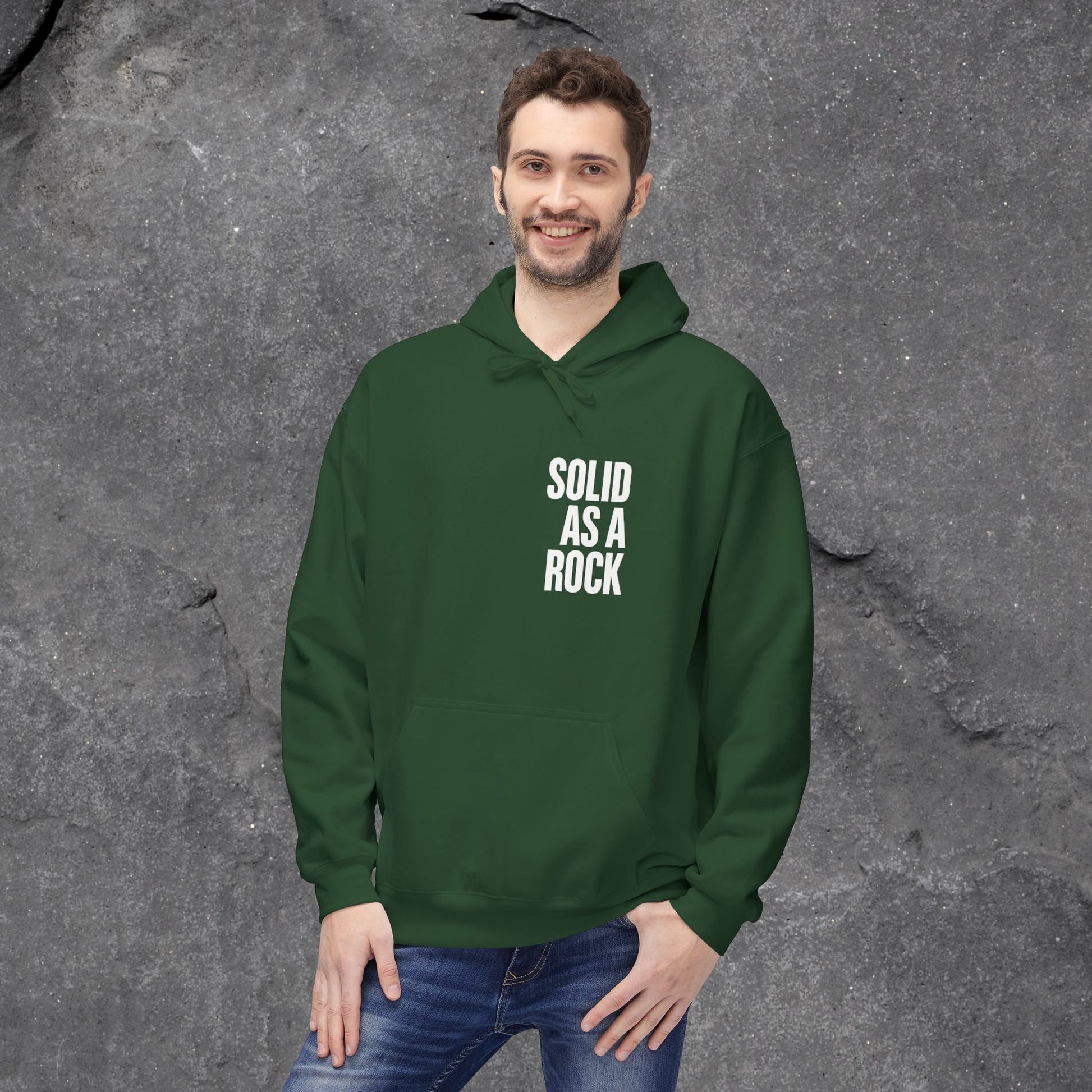 Solid as a Rock Hoodie - Unisex Midweight Fleece, Cozy Sweatshirt, Gift for Him/Her, Casual Wear, Warm Layer - LustreCo