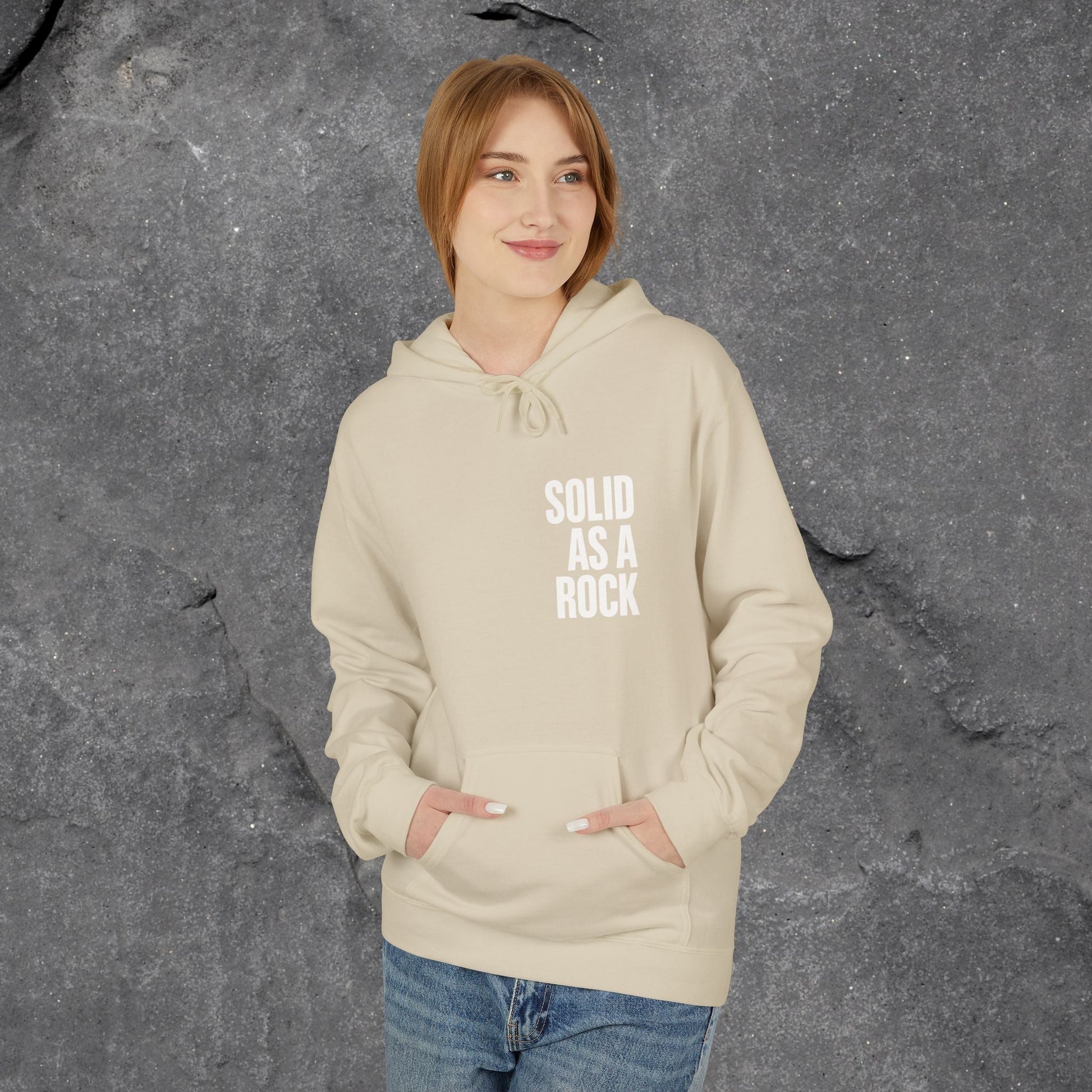 Solid as a Rock Hoodie - Unisex Midweight Fleece, Cozy Sweatshirt, Gift for Him/Her, Casual Wear, Warm Layer - LustreCo