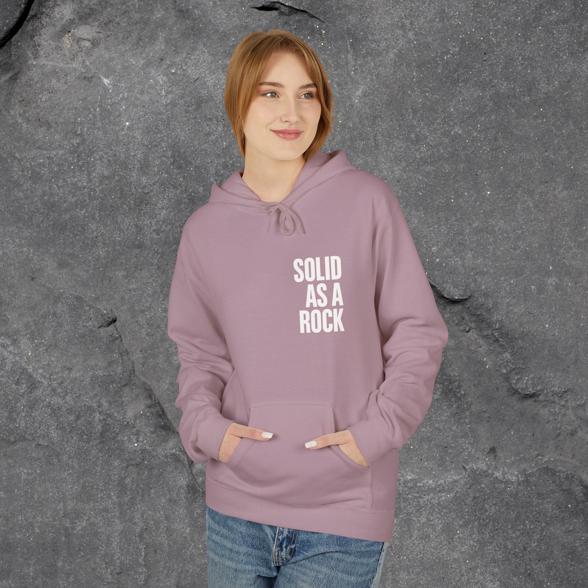 Solid as a Rock Hoodie - Unisex Midweight Fleece, Cozy Sweatshirt, Gift for Him/Her, Casual Wear, Warm Layer - LustreCo