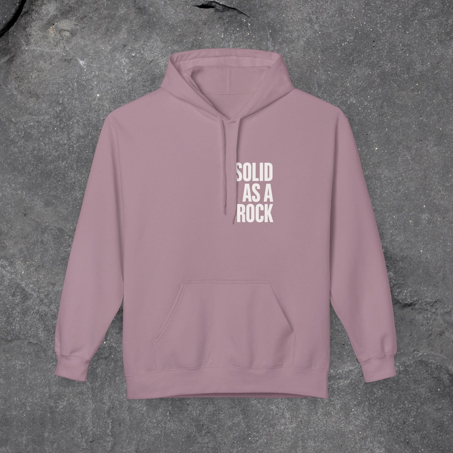 Solid as a Rock Hoodie - Unisex Midweight Fleece, Cozy Sweatshirt, Gift for Him/Her, Casual Wear, Warm Layer - LustreCo