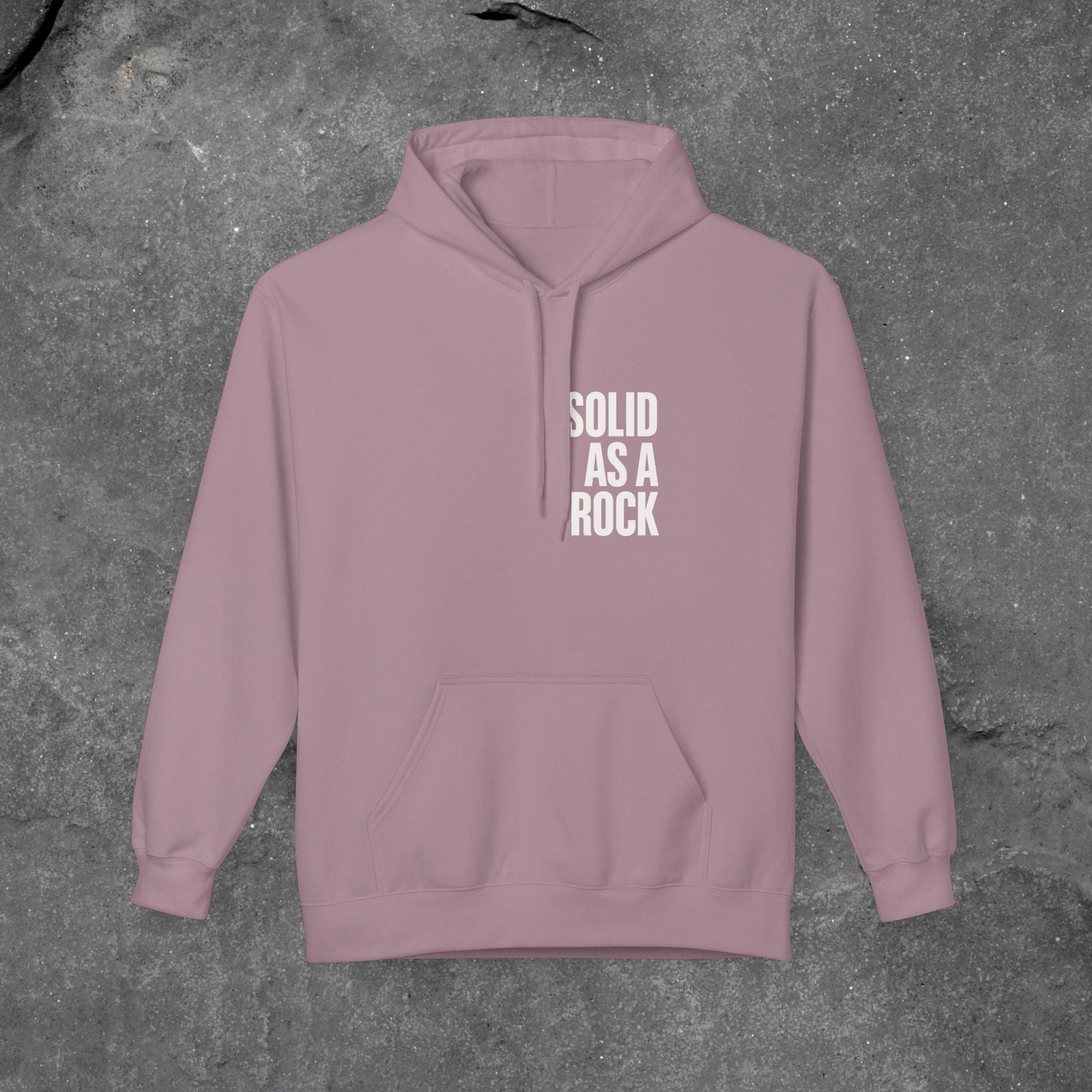 Solid as a Rock Hoodie - Unisex Midweight Fleece, Cozy Sweatshirt, Gift for Him/Her, Casual Wear, Warm Layer - LustreCo