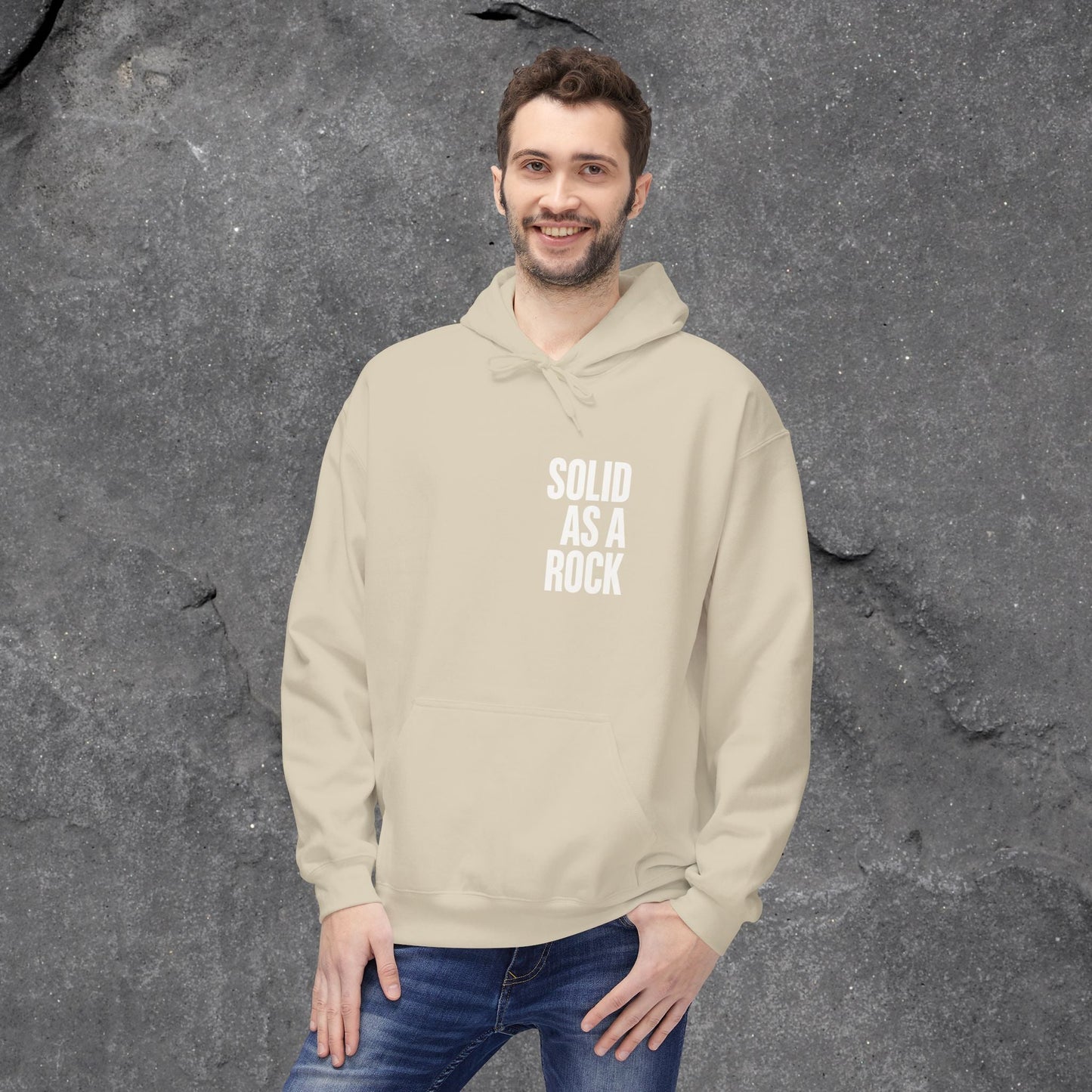 Solid as a Rock Hoodie - Unisex Midweight Fleece, Cozy Sweatshirt, Gift for Him/Her, Casual Wear, Warm Layer - LustreCo