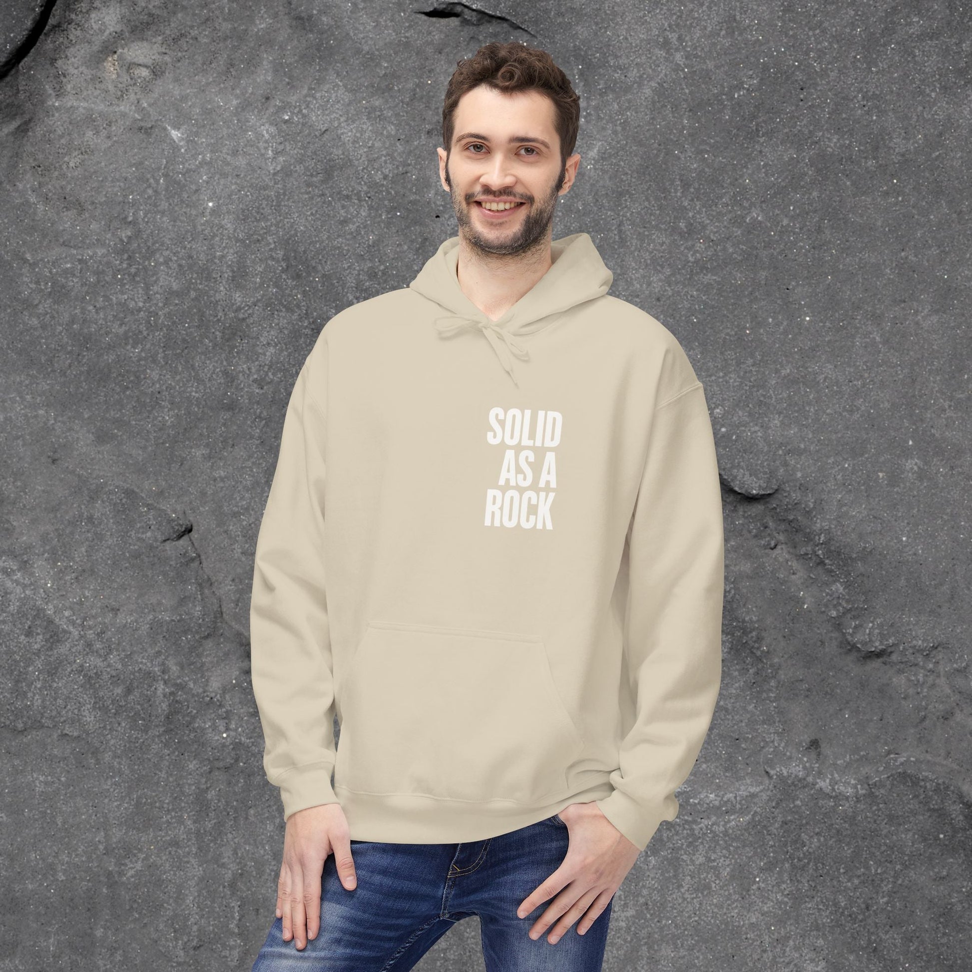 Solid as a Rock Hoodie - Unisex Midweight Fleece, Cozy Sweatshirt, Gift for Him/Her, Casual Wear, Warm Layer - LustreCo