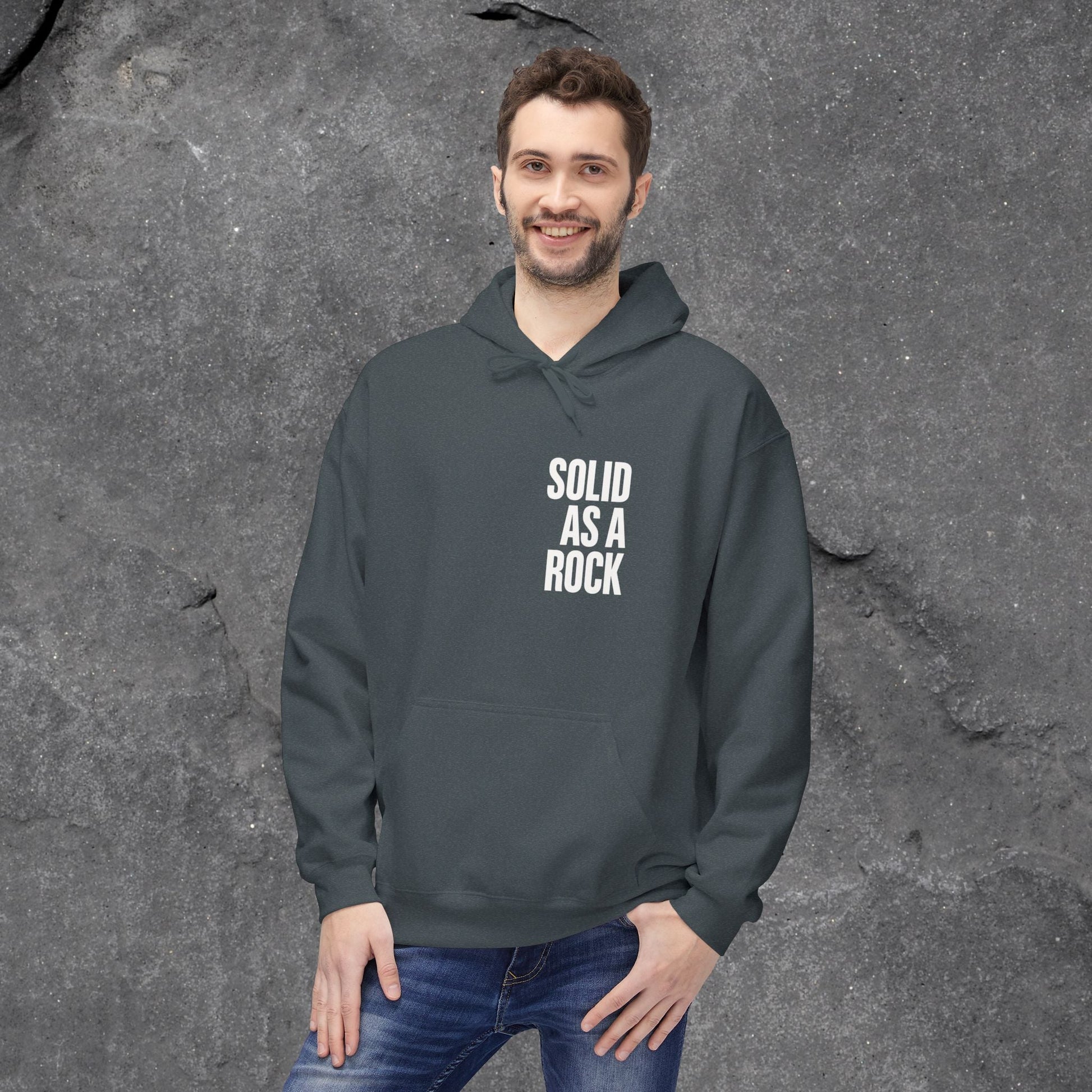 Solid as a Rock Hoodie - Unisex Midweight Fleece, Cozy Sweatshirt, Gift for Him/Her, Casual Wear, Warm Layer - LustreCo