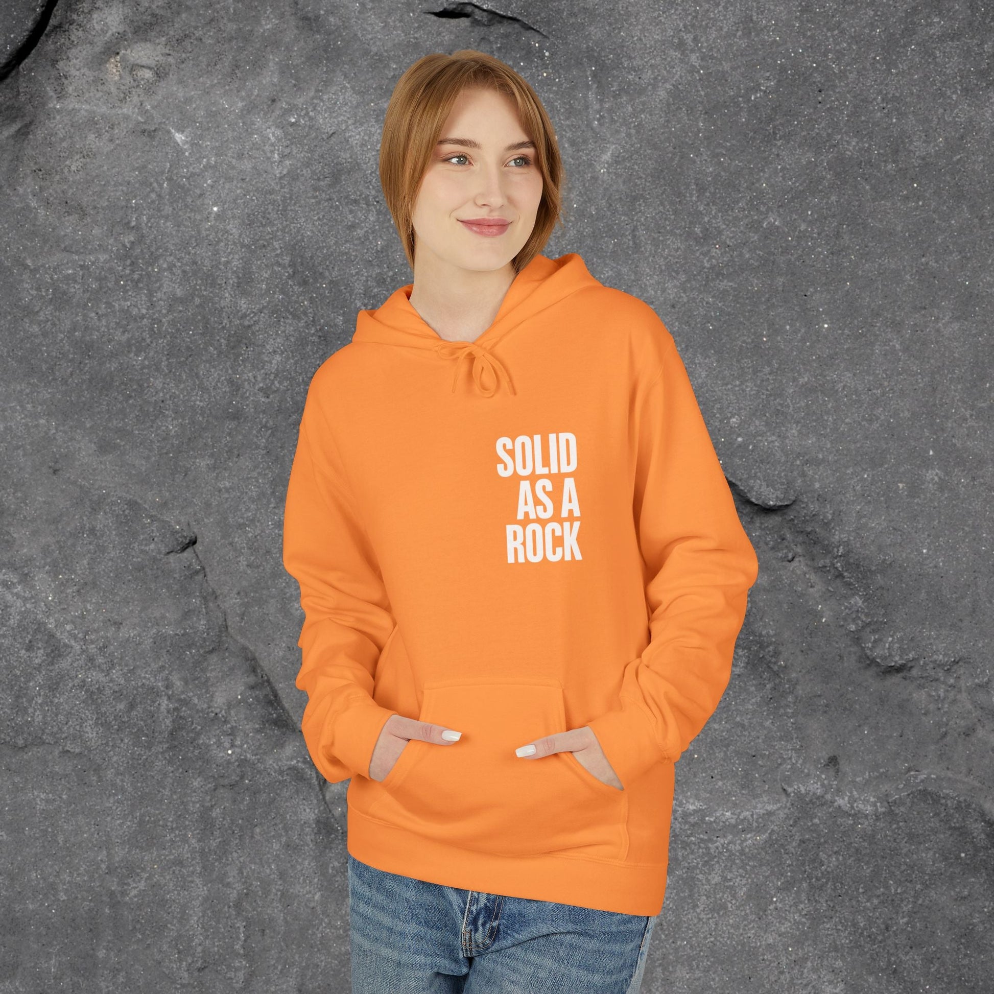Solid as a Rock Hoodie - Unisex Midweight Fleece, Cozy Sweatshirt, Gift for Him/Her, Casual Wear, Warm Layer - LustreCo