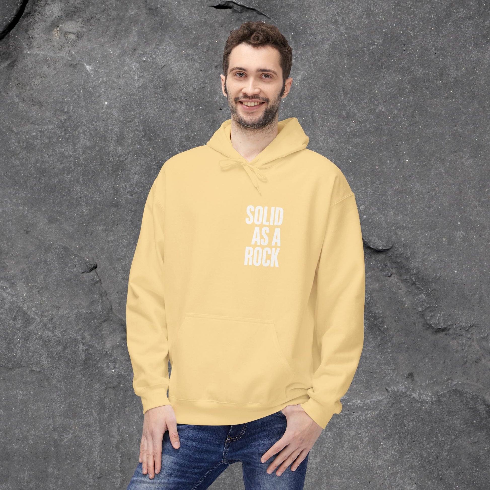 Solid as a Rock Hoodie - Unisex Midweight Fleece, Cozy Sweatshirt, Gift for Him/Her, Casual Wear, Warm Layer - LustreCo