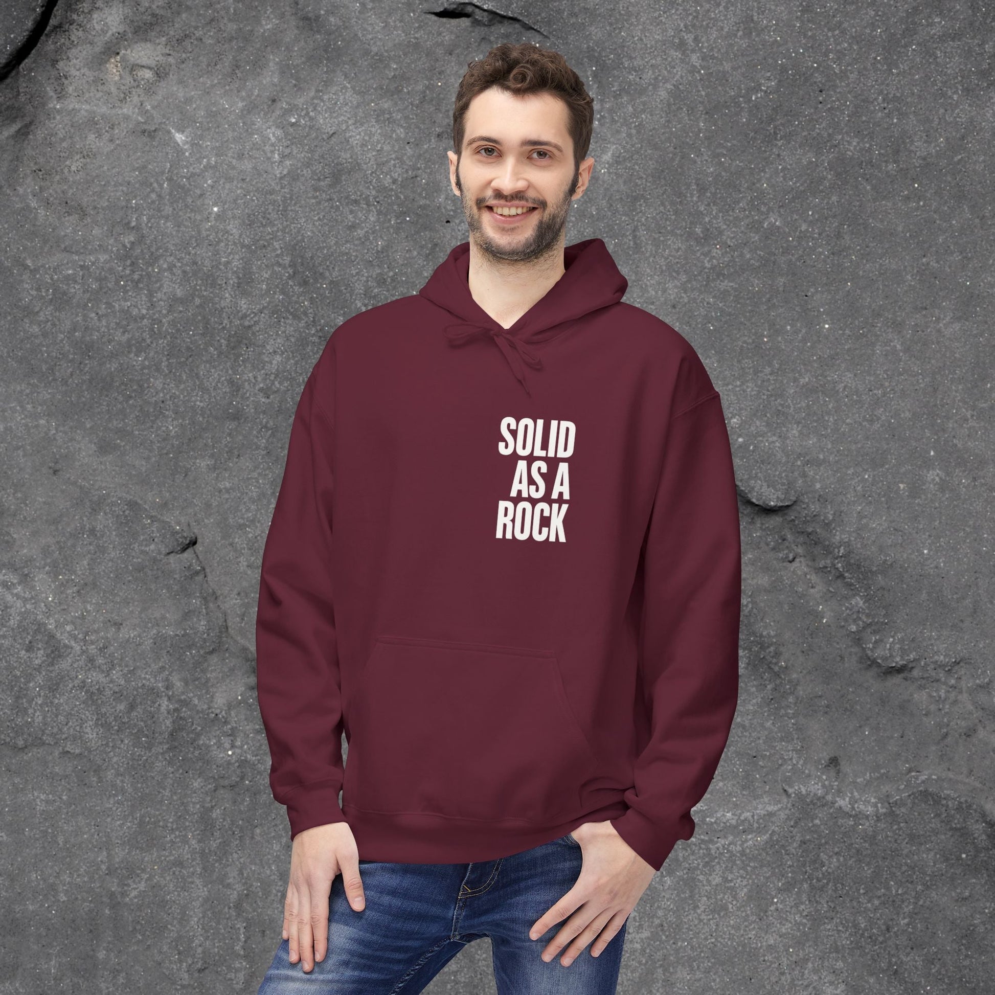 Solid as a Rock Hoodie - Unisex Midweight Fleece, Cozy Sweatshirt, Gift for Him/Her, Casual Wear, Warm Layer - LustreCo
