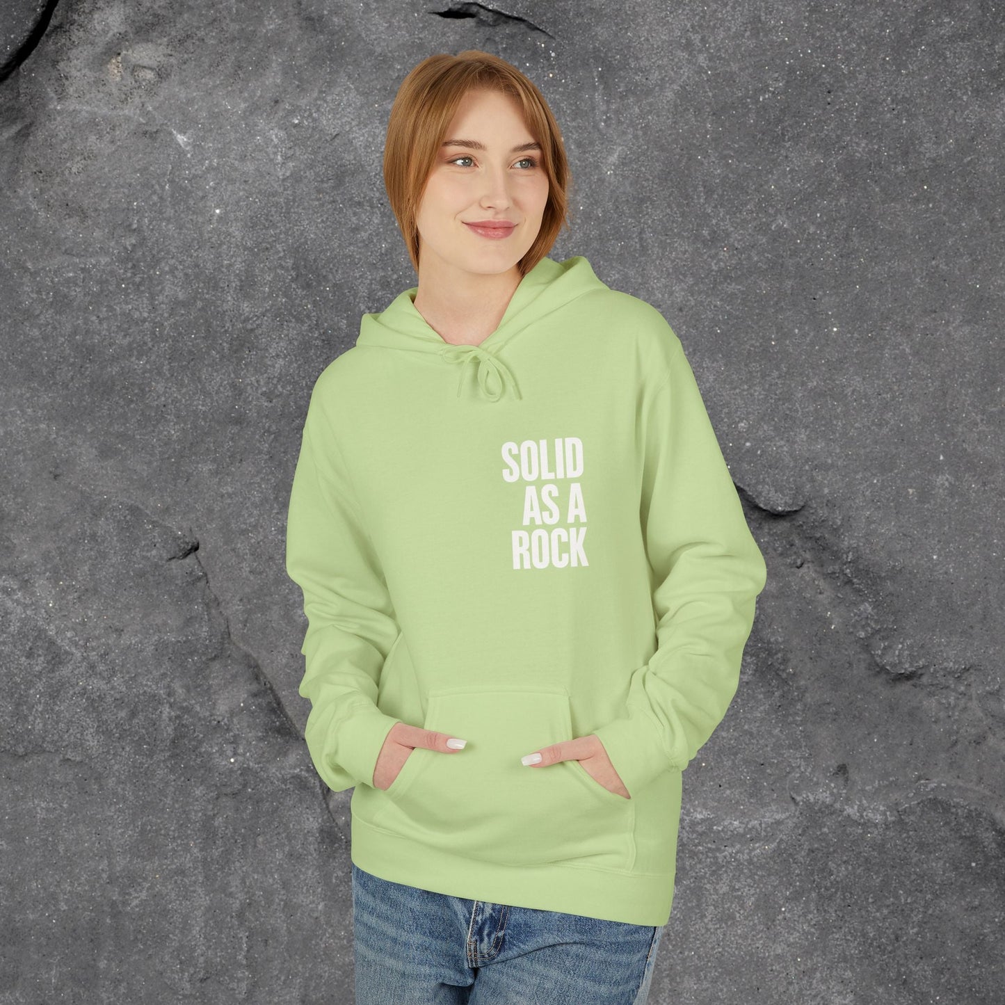 Solid as a Rock Hoodie - Unisex Midweight Fleece, Cozy Sweatshirt, Gift for Him/Her, Casual Wear, Warm Layer - LustreCo