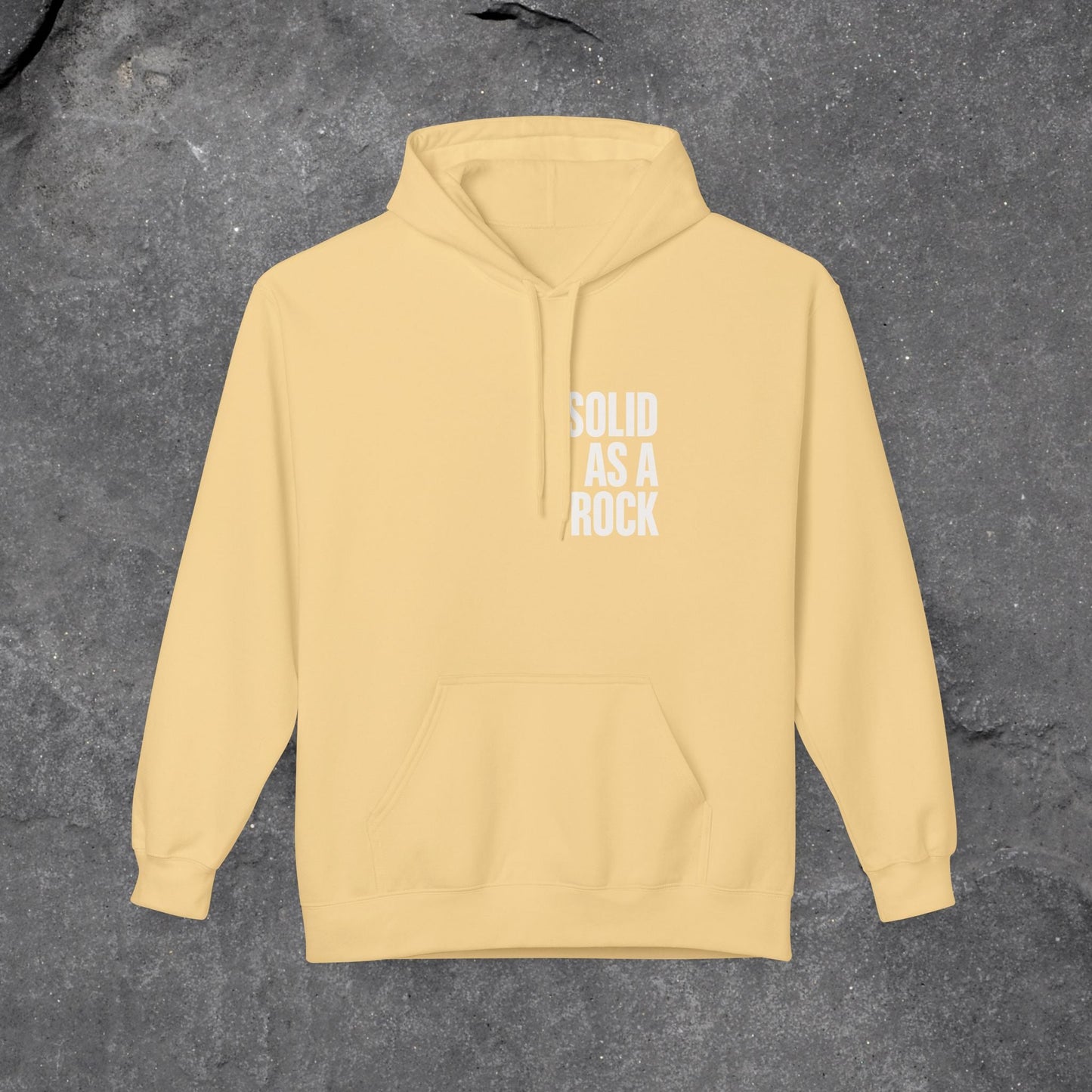 Solid as a Rock Hoodie - Unisex Midweight Fleece, Cozy Sweatshirt, Gift for Him/Her, Casual Wear, Warm Layer - LustreCo