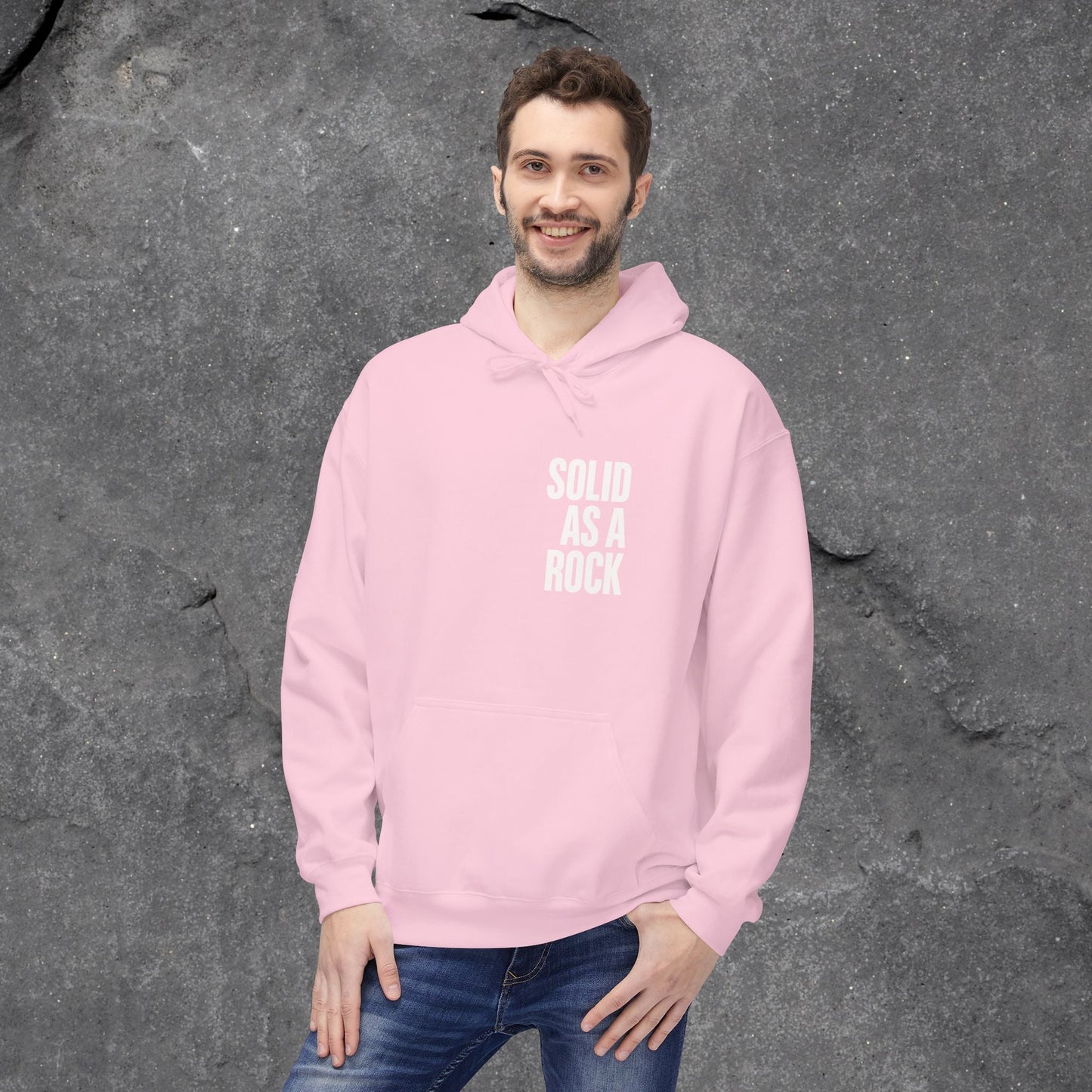 Solid as a Rock Hoodie - Unisex Midweight Fleece, Cozy Sweatshirt, Gift for Him/Her, Casual Wear, Warm Layer - LustreCo