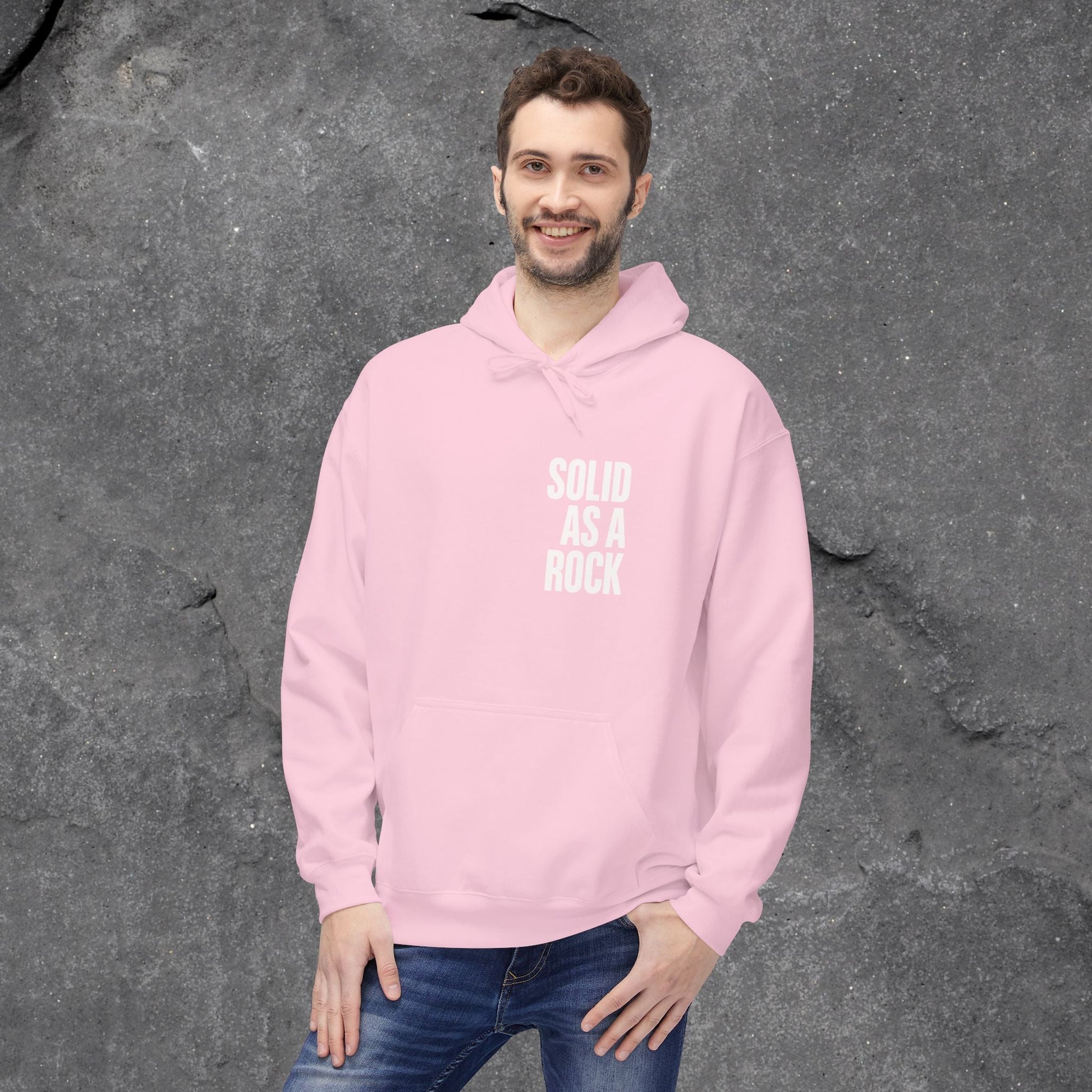 Solid as a Rock Hoodie - Unisex Midweight Fleece, Cozy Sweatshirt, Gift for Him/Her, Casual Wear, Warm Layer - LustreCo