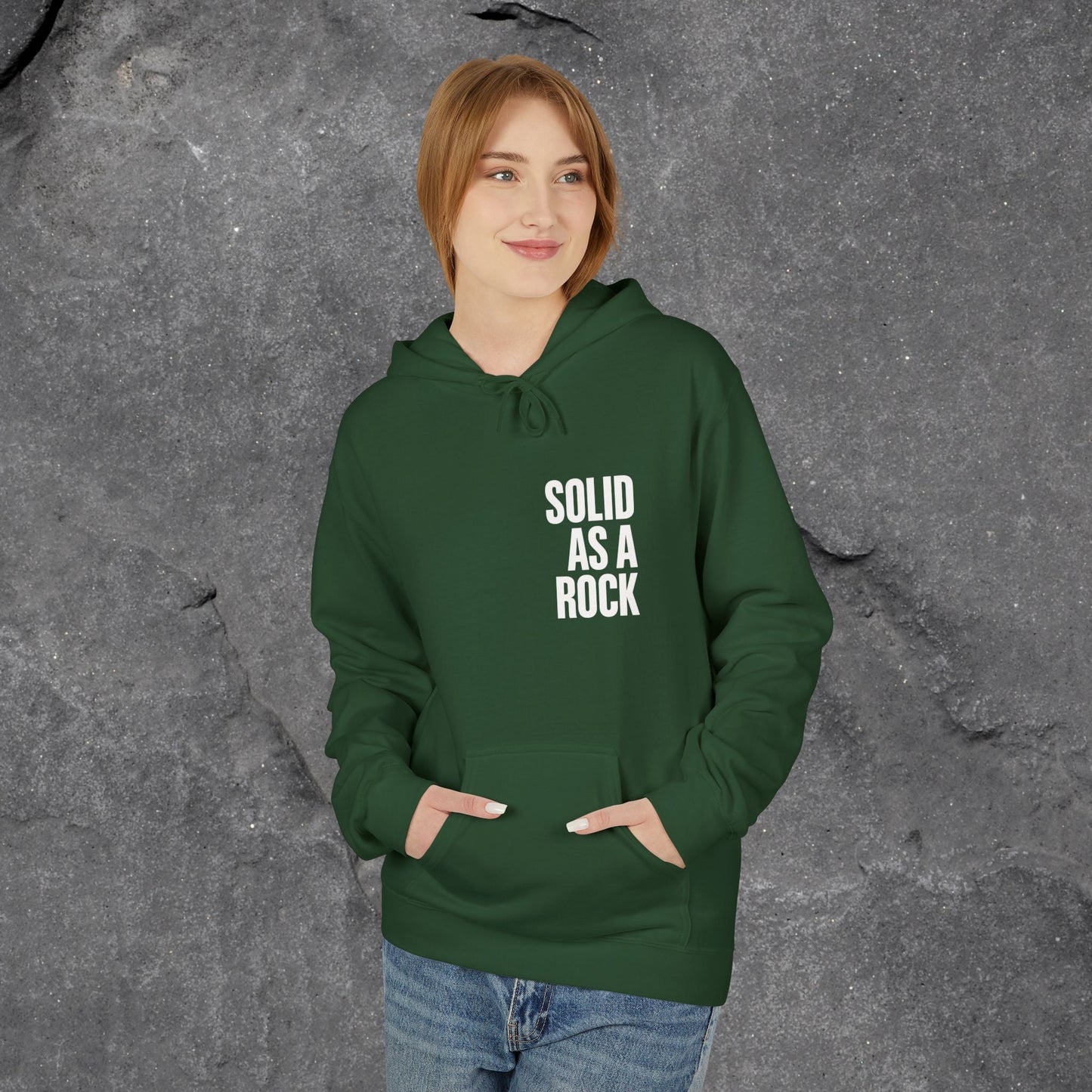 Solid as a Rock Hoodie - Unisex Midweight Fleece, Cozy Sweatshirt, Gift for Him/Her, Casual Wear, Warm Layer - LustreCo