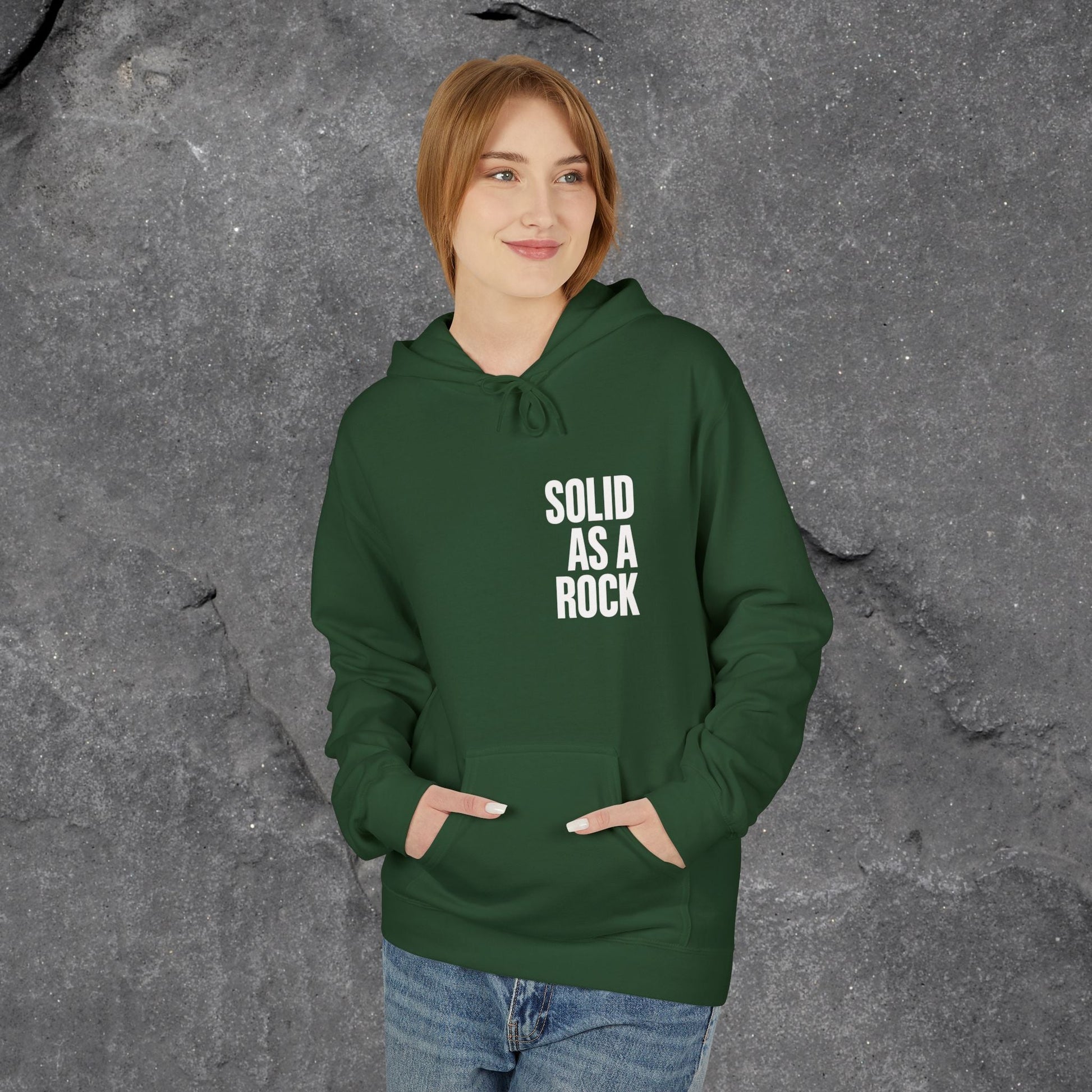 Solid as a Rock Hoodie - Unisex Midweight Fleece, Cozy Sweatshirt, Gift for Him/Her, Casual Wear, Warm Layer - LustreCo