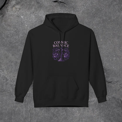 Cosmic Balance Fleece Hoodie - Cozy Pullover for Astrology Lovers, Unisex Gift, Spiritual Wardrobe, Trendy Streetwear, Any Occasion - LustreCo