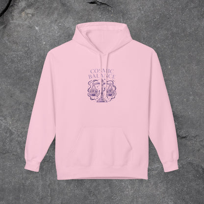 Cosmic Balance Fleece Hoodie - Cozy Pullover for Astrology Lovers, Unisex Gift, Spiritual Wardrobe, Trendy Streetwear, Any Occasion - LustreCo