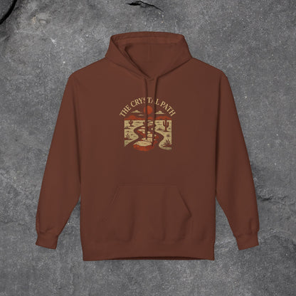 Crystal Path Fleece Hoodie, Cozy Sweatshirt, Gift for Mindfulness, Spiritual Apparel, Unisex Hoodie, Relaxation Wear